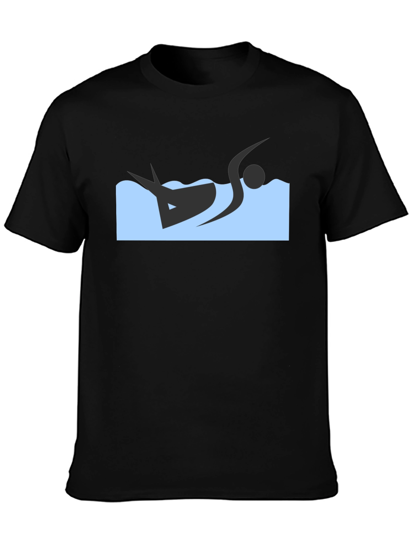 Black T-Shirt with Swimmer Design