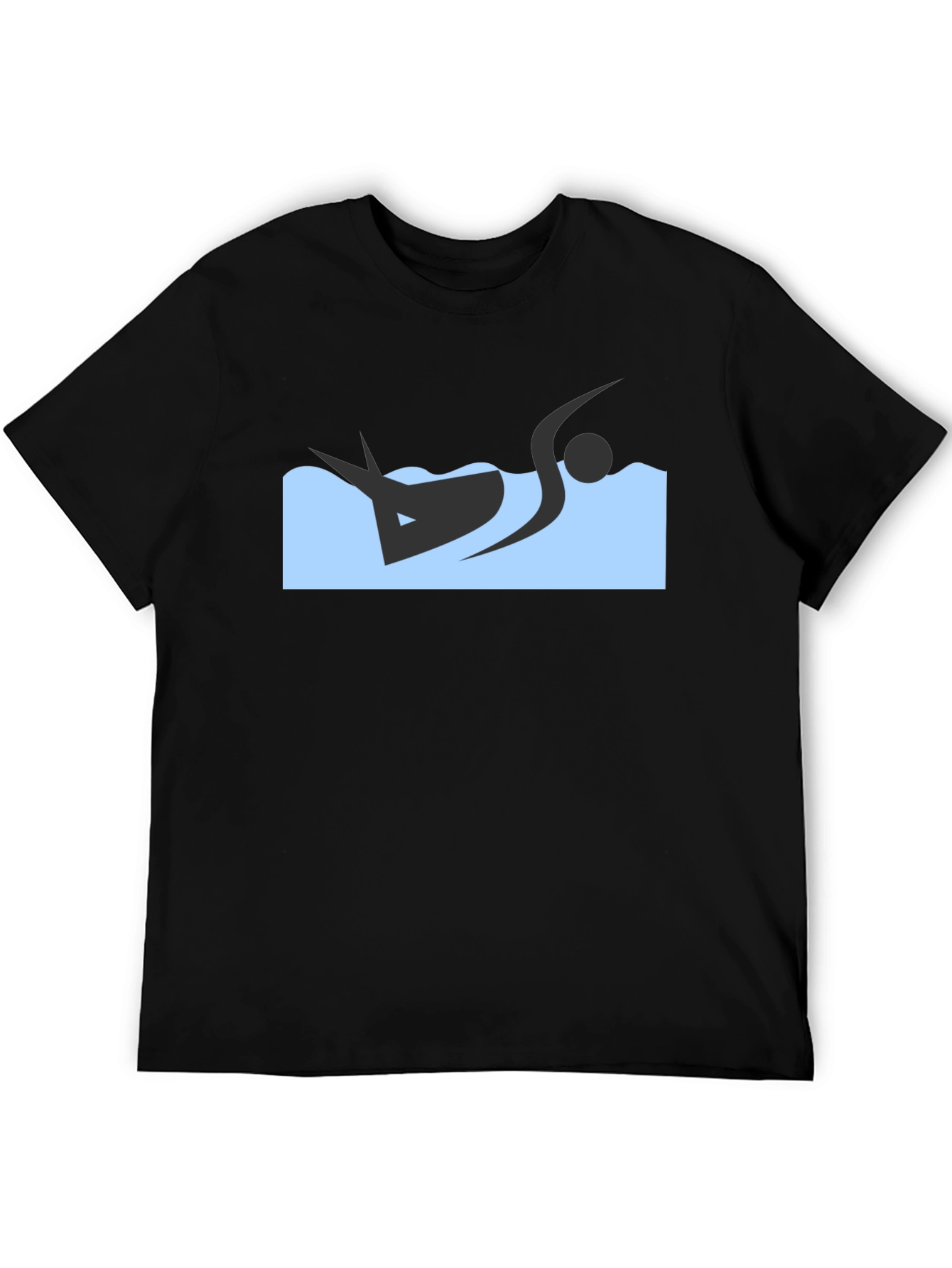 Black T-Shirt with Swimmer Design