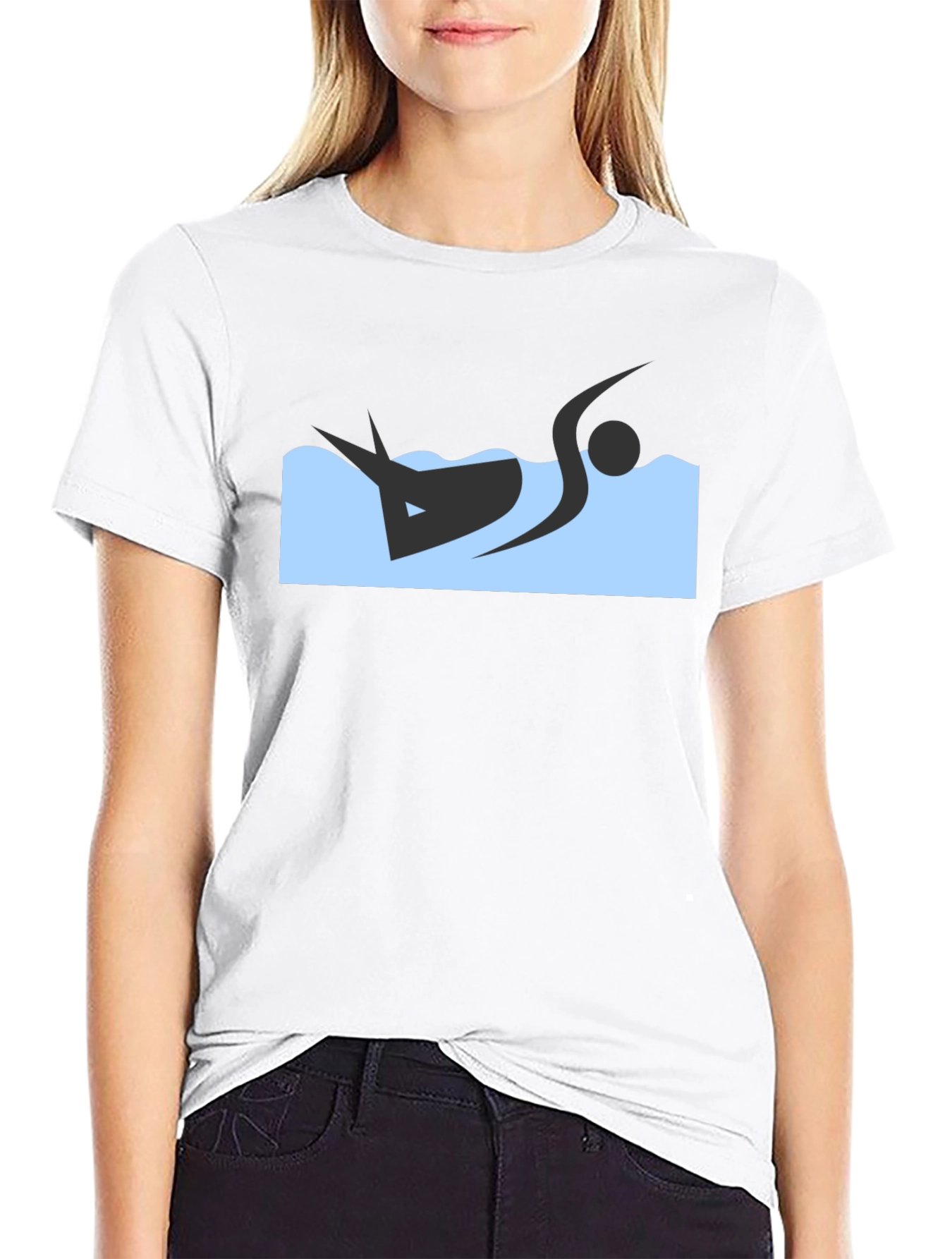 Black T-Shirt with Swimmer Design