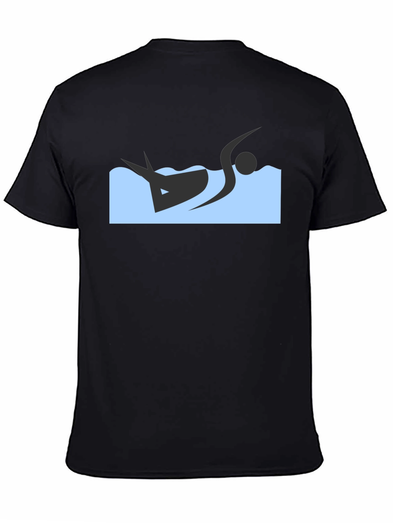 Black T-Shirt with Swimmer Design