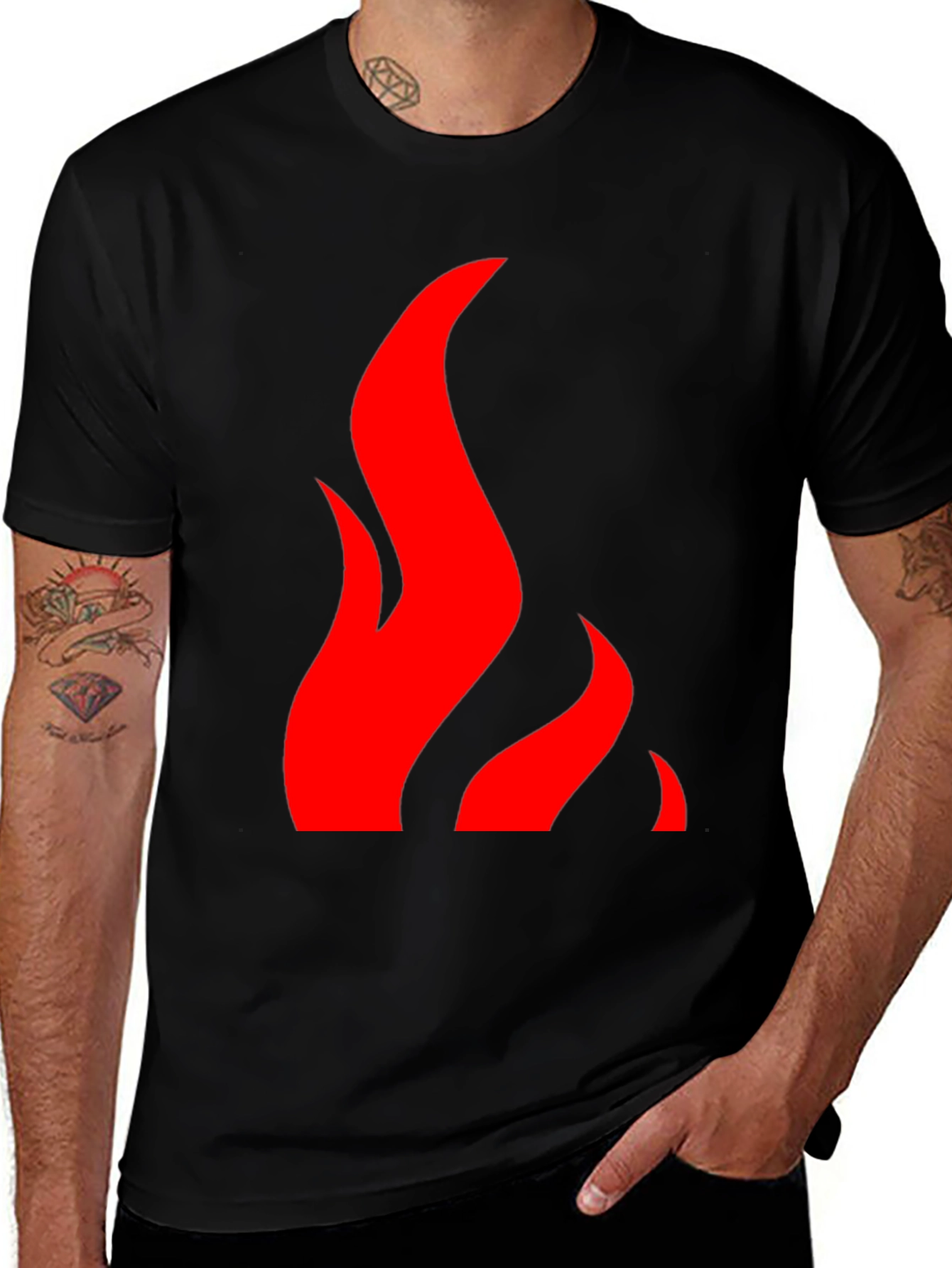 Flame Graphic Black Tee - Bold & Stylish