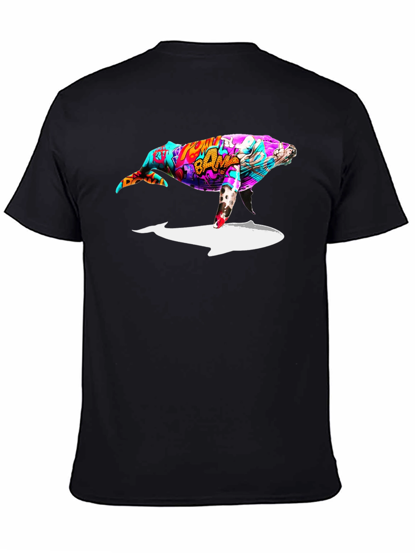 Whale Graffiti Art Black T-Shirt