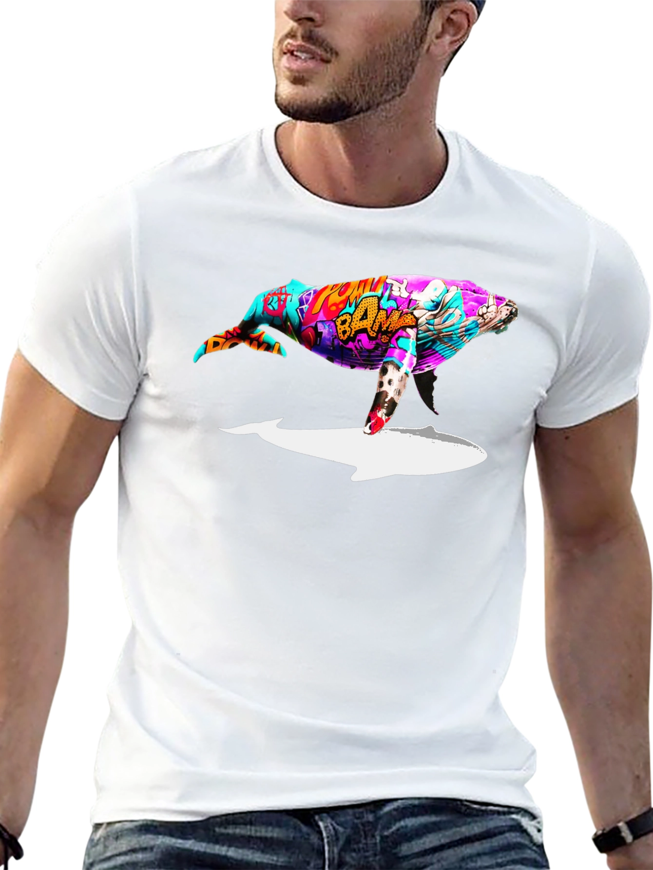 Whale Graffiti Art Black T-Shirt