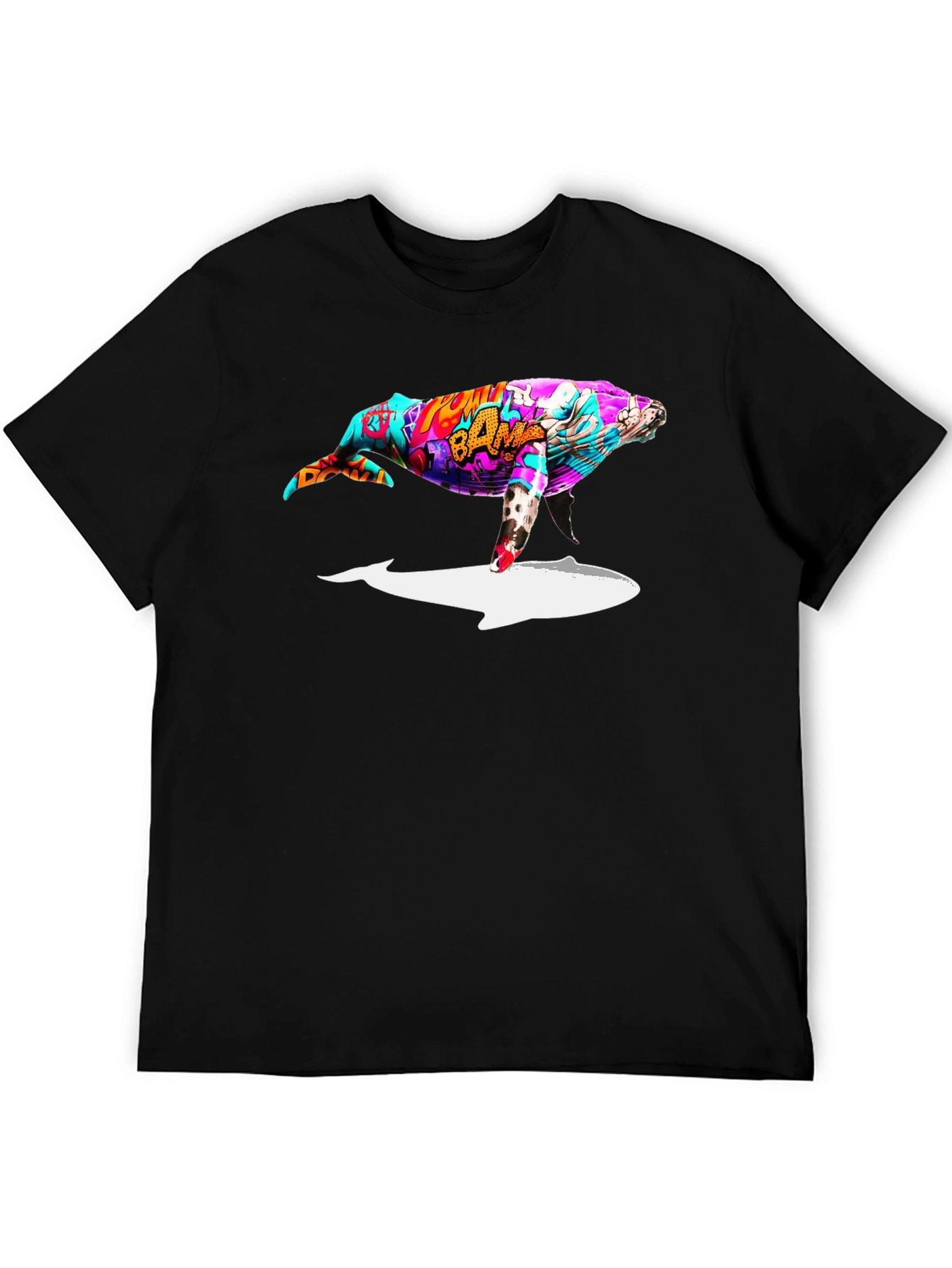 Whale Graffiti Art Black T-Shirt