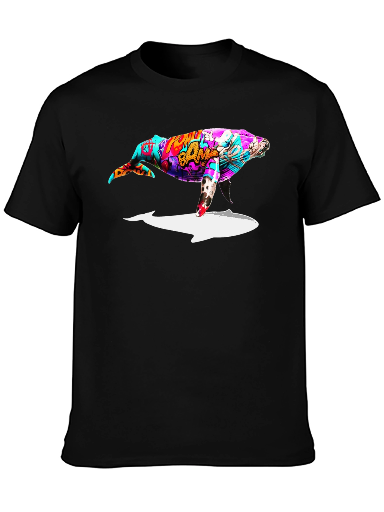 Whale Graffiti Art Black T-Shirt
