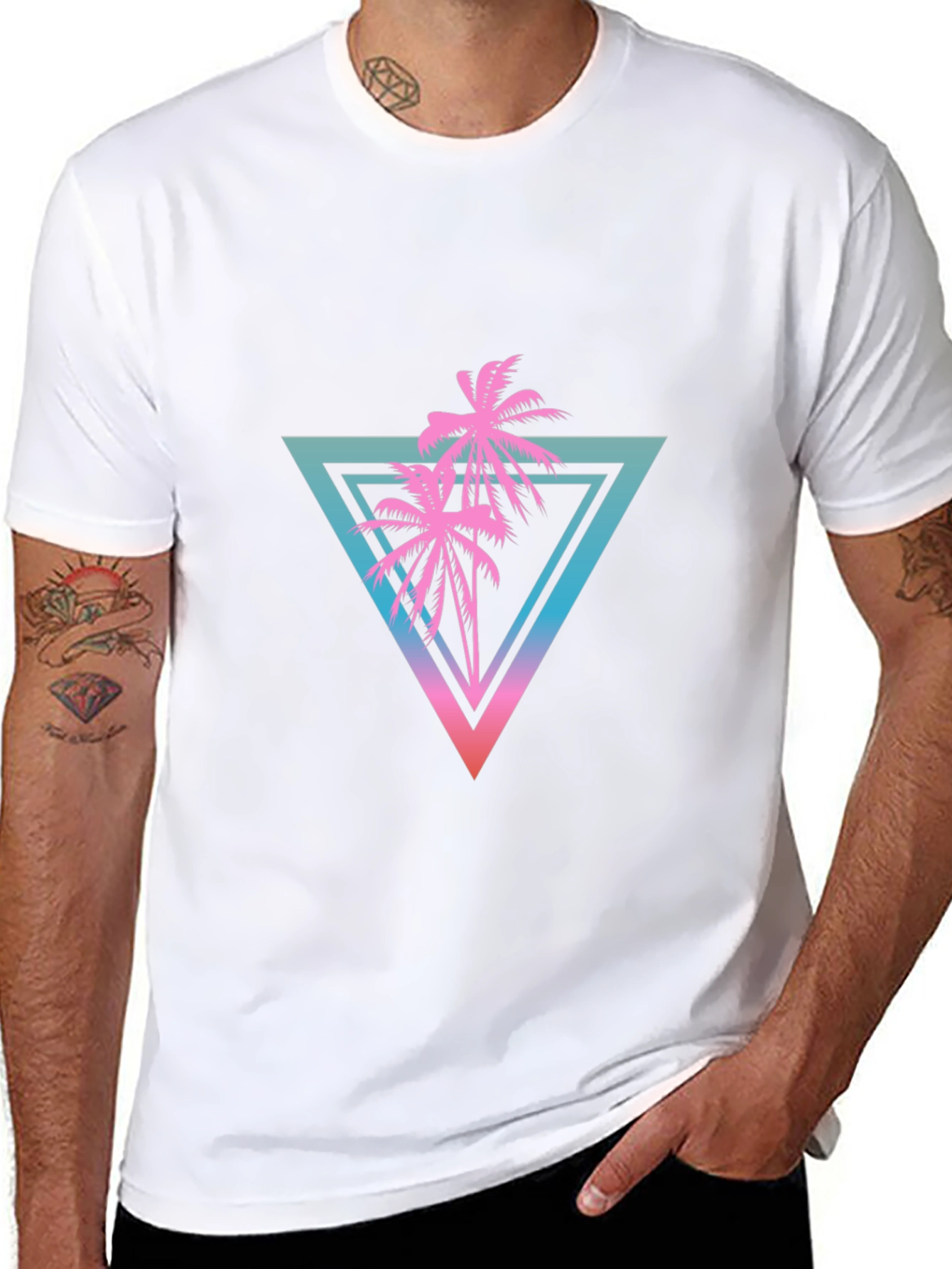 Retro Palm Tree Triangle Graphic Tee