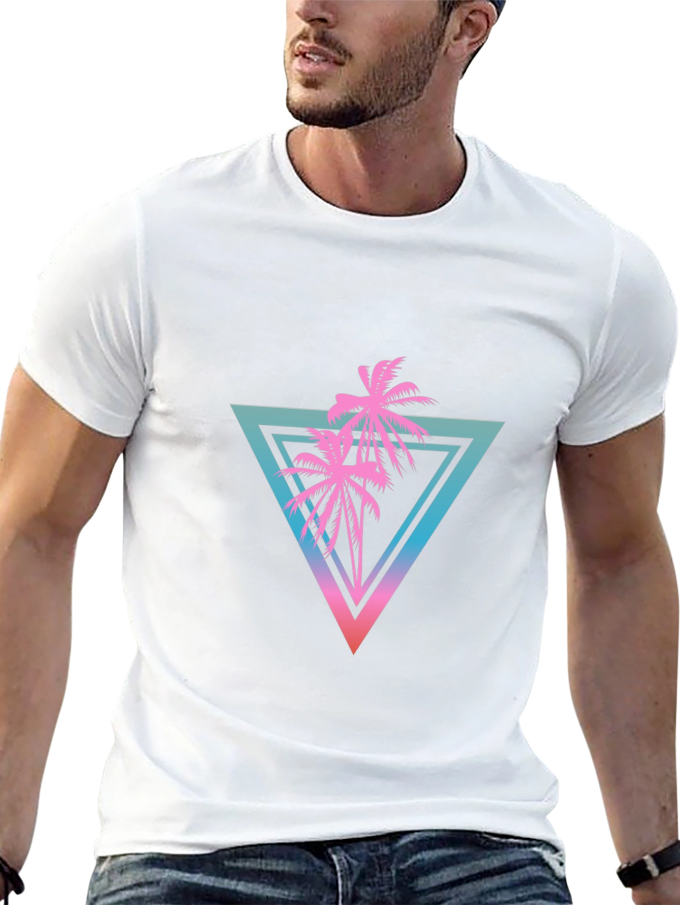 Retro Palm Tree Triangle Graphic Tee