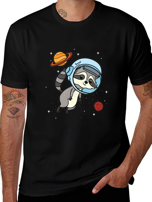 Astronaut Raccoon Graphic Tee - Space Adventure Style