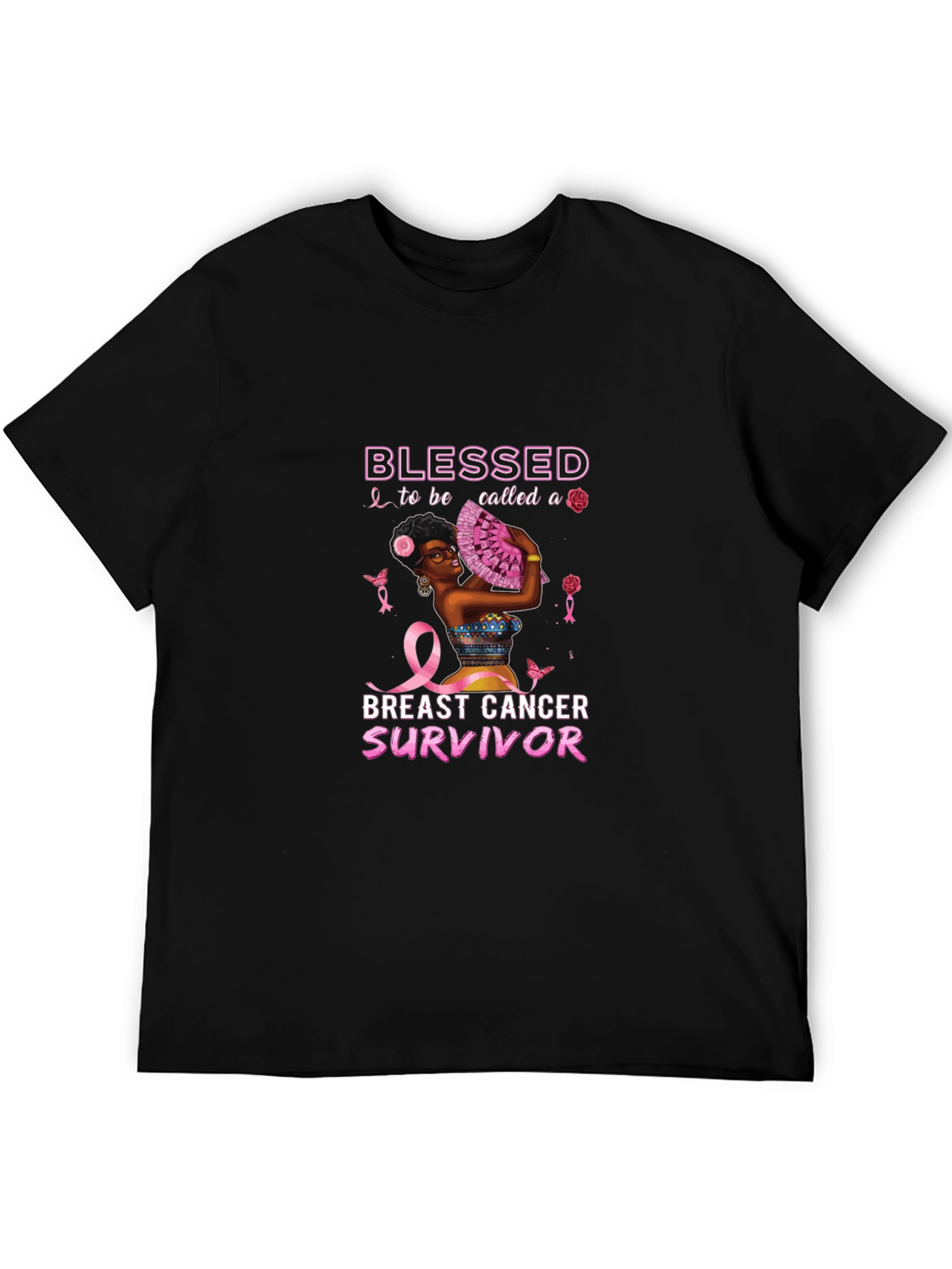 Breast Cancer Survivor Blessed Black T-Shirt