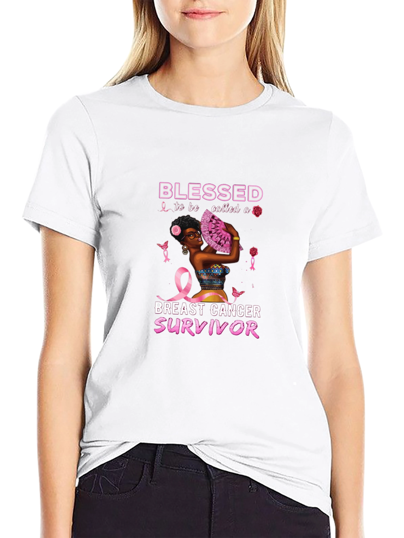 Breast Cancer Survivor Blessed Black T-Shirt