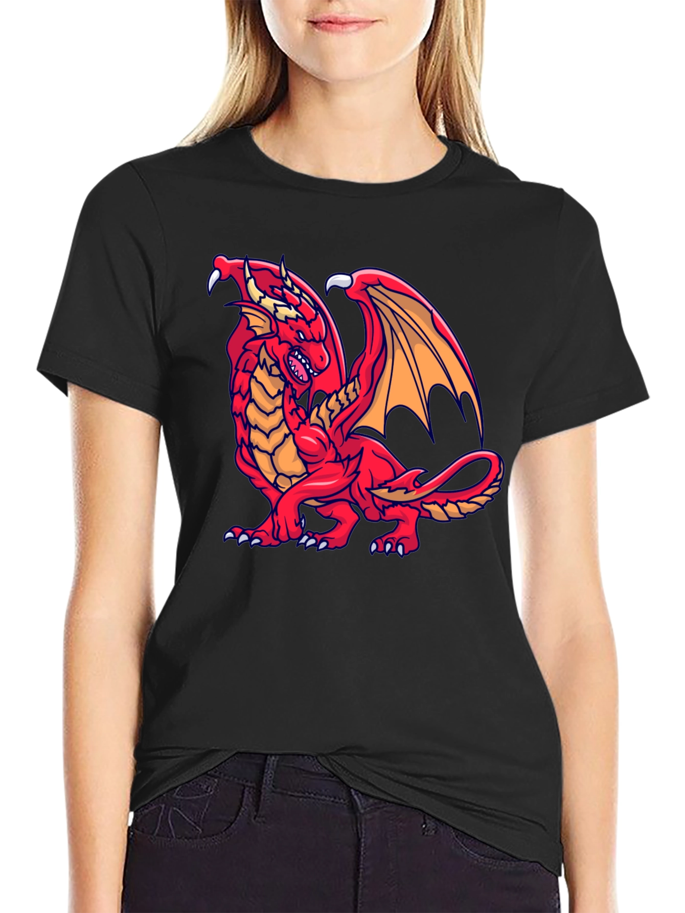 Red Dragon Graphic T-Shirt - Fantasy Style