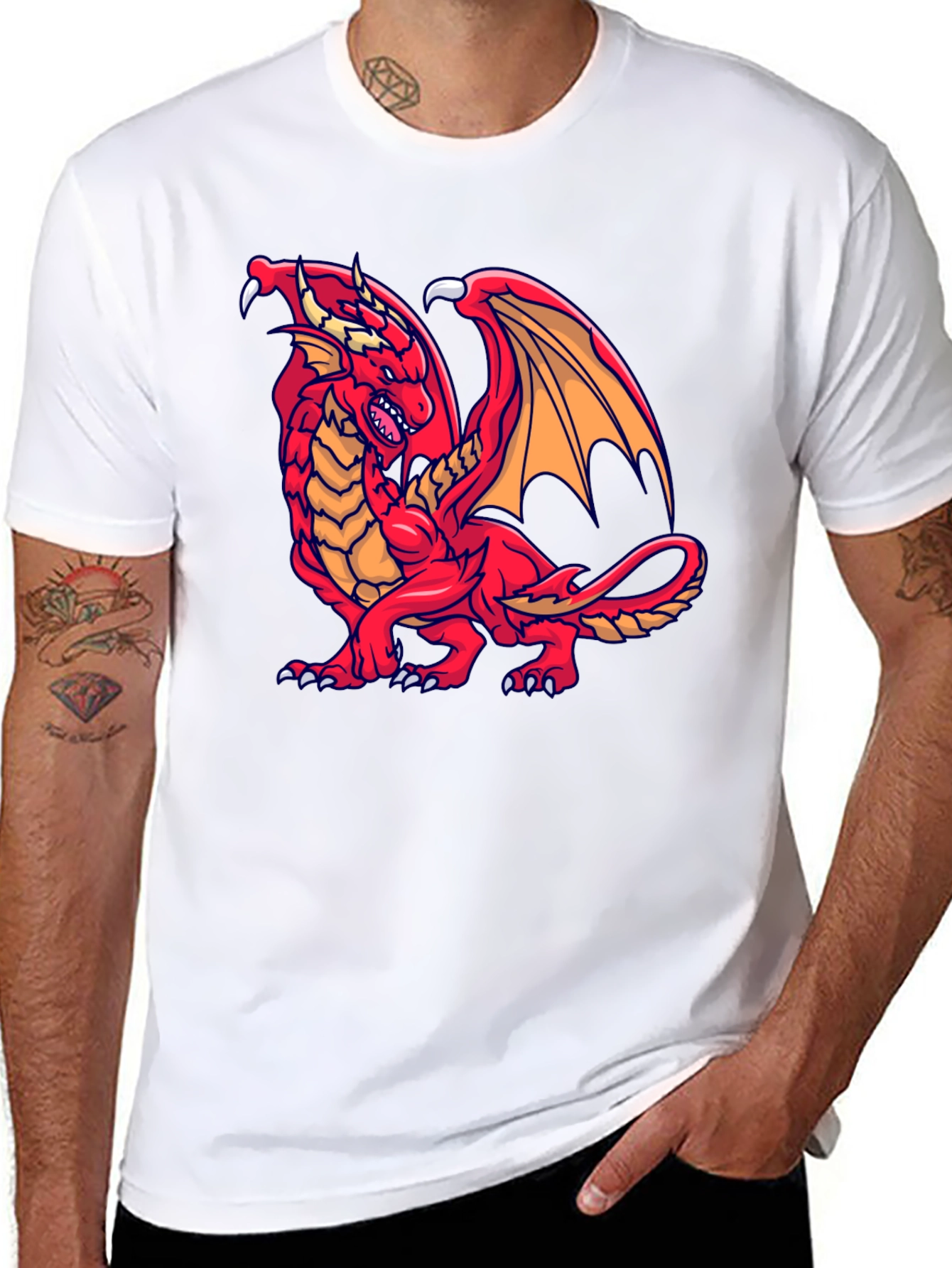 Red Dragon Graphic T-Shirt - Fantasy Style