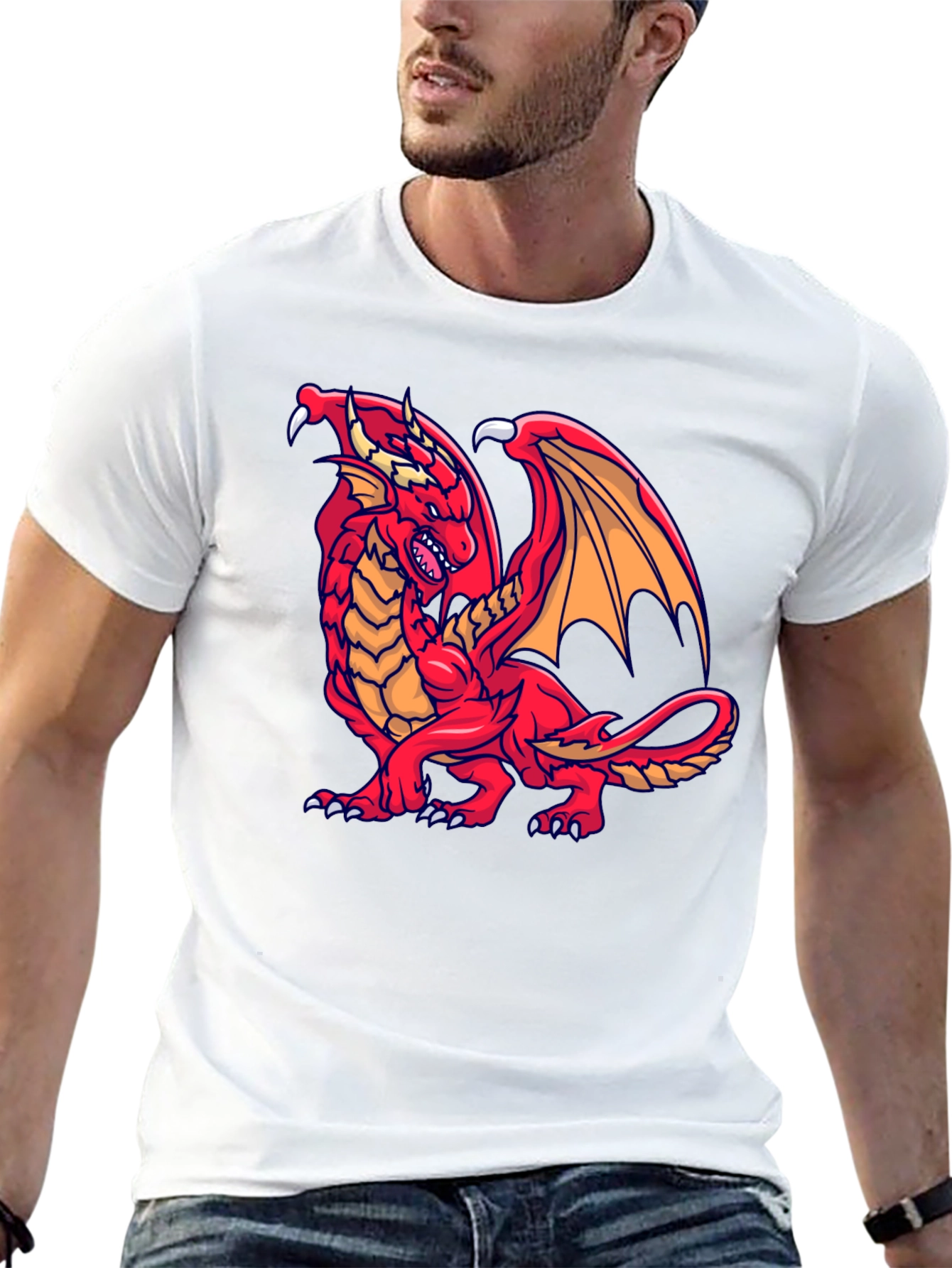 Red Dragon Graphic T-Shirt - Fantasy Style