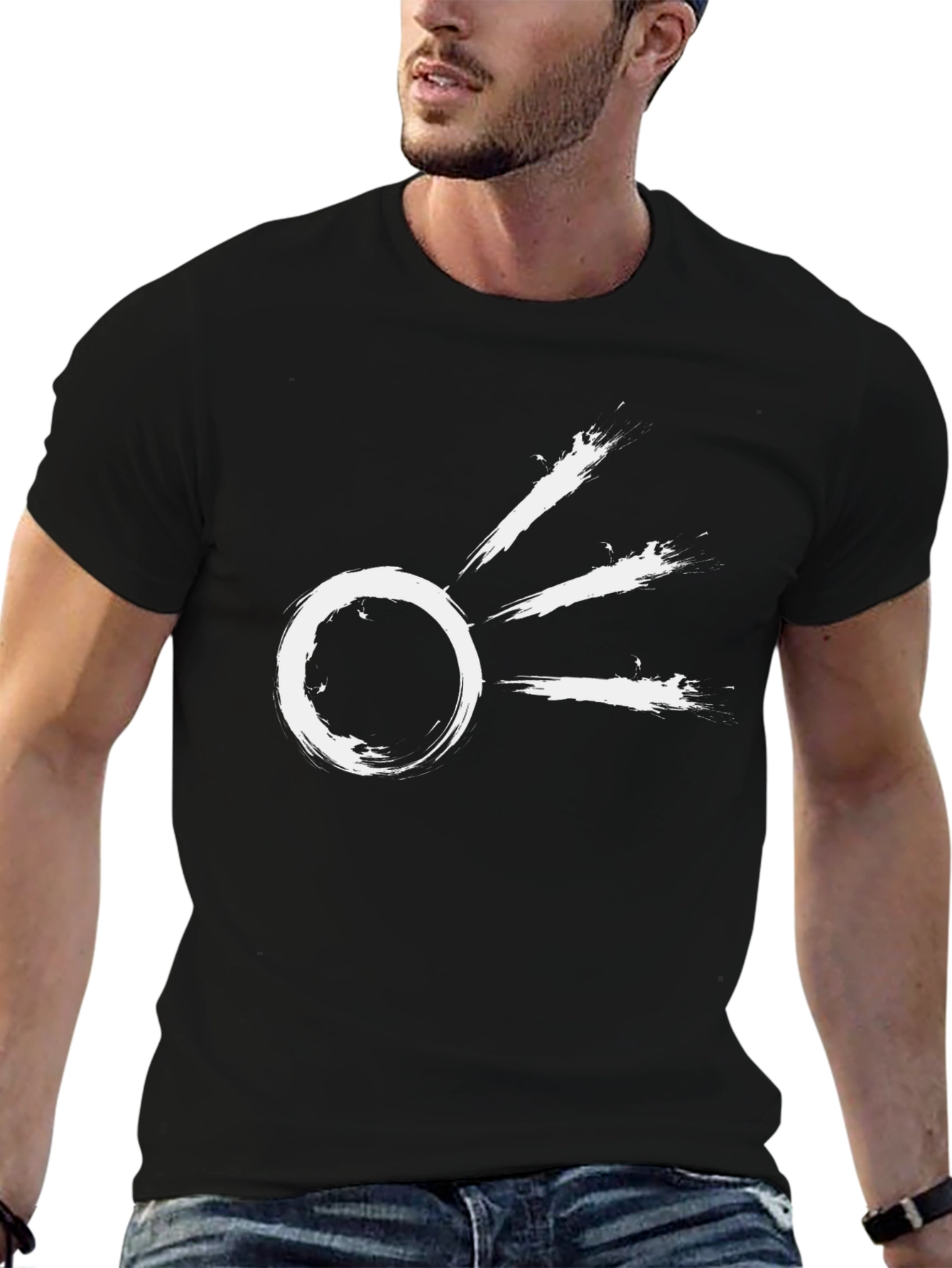 Abstract Sunburst Graphic Tee - Modern Black T-Shirt