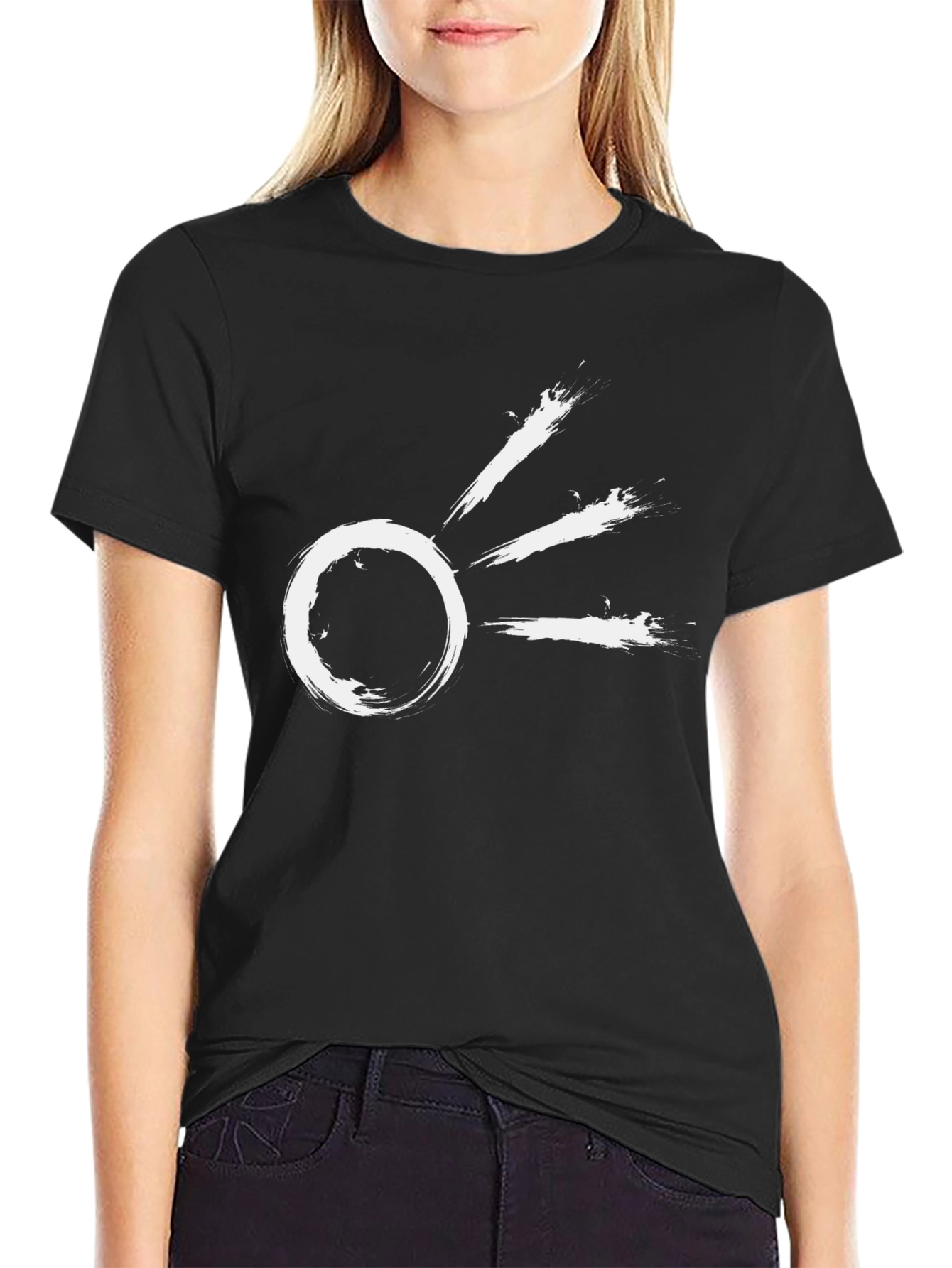 Abstract Sunburst Graphic Tee - Modern Black T-Shirt