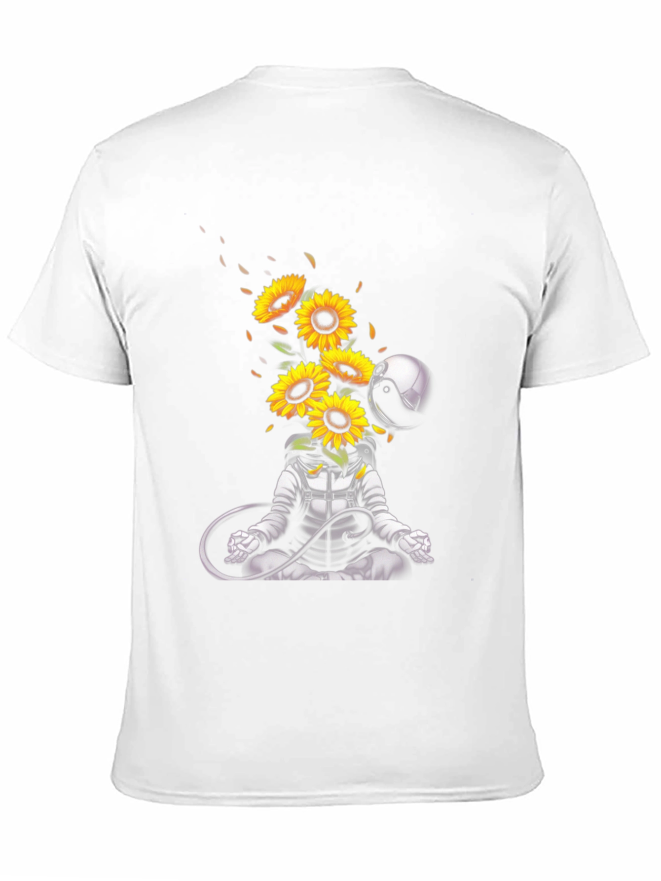 Meditating Astronaut with Sunflowers Graphic T-Shirt