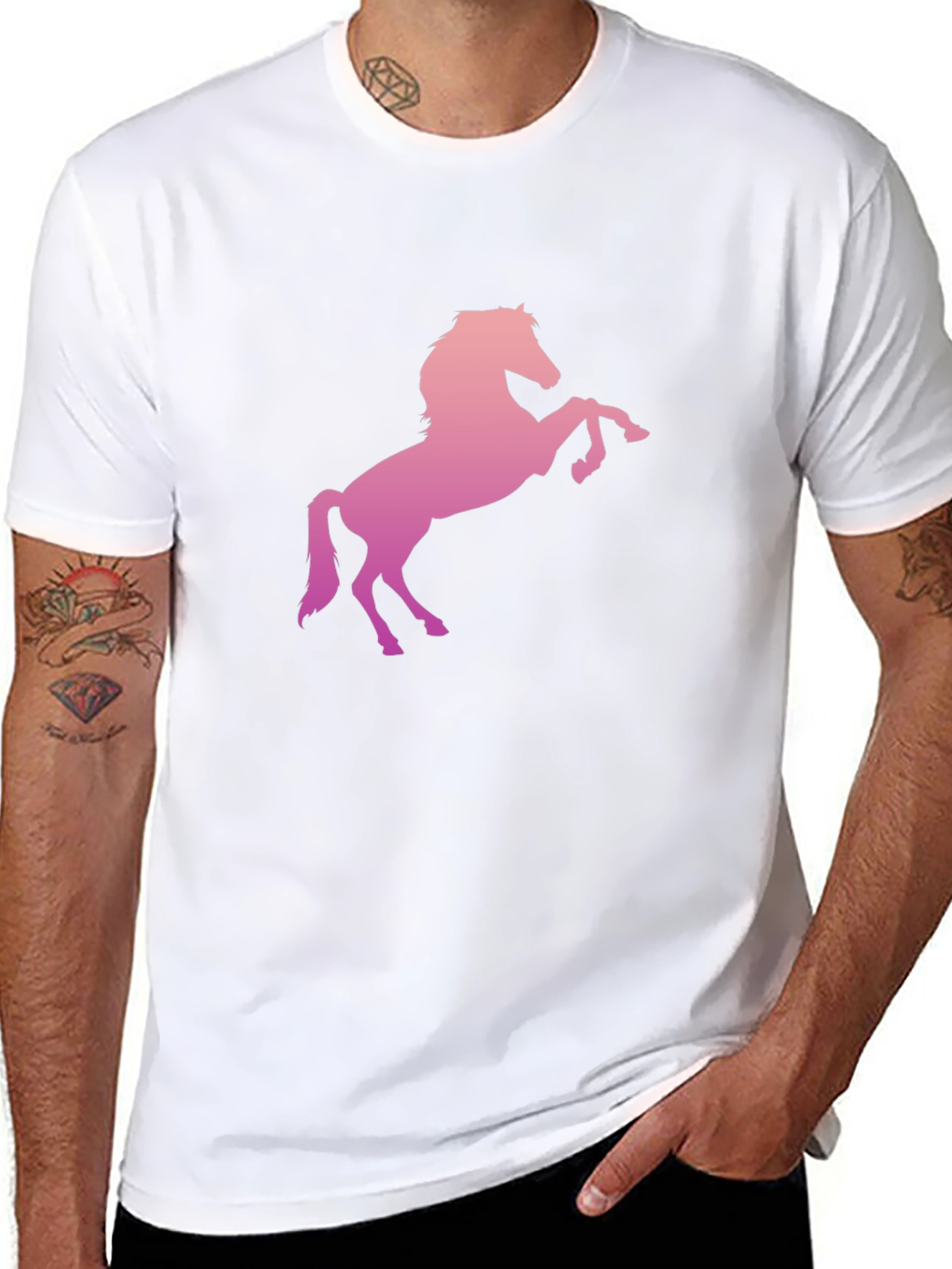 Horse Graphic Tee - Stylish Mens Black T-Shirt