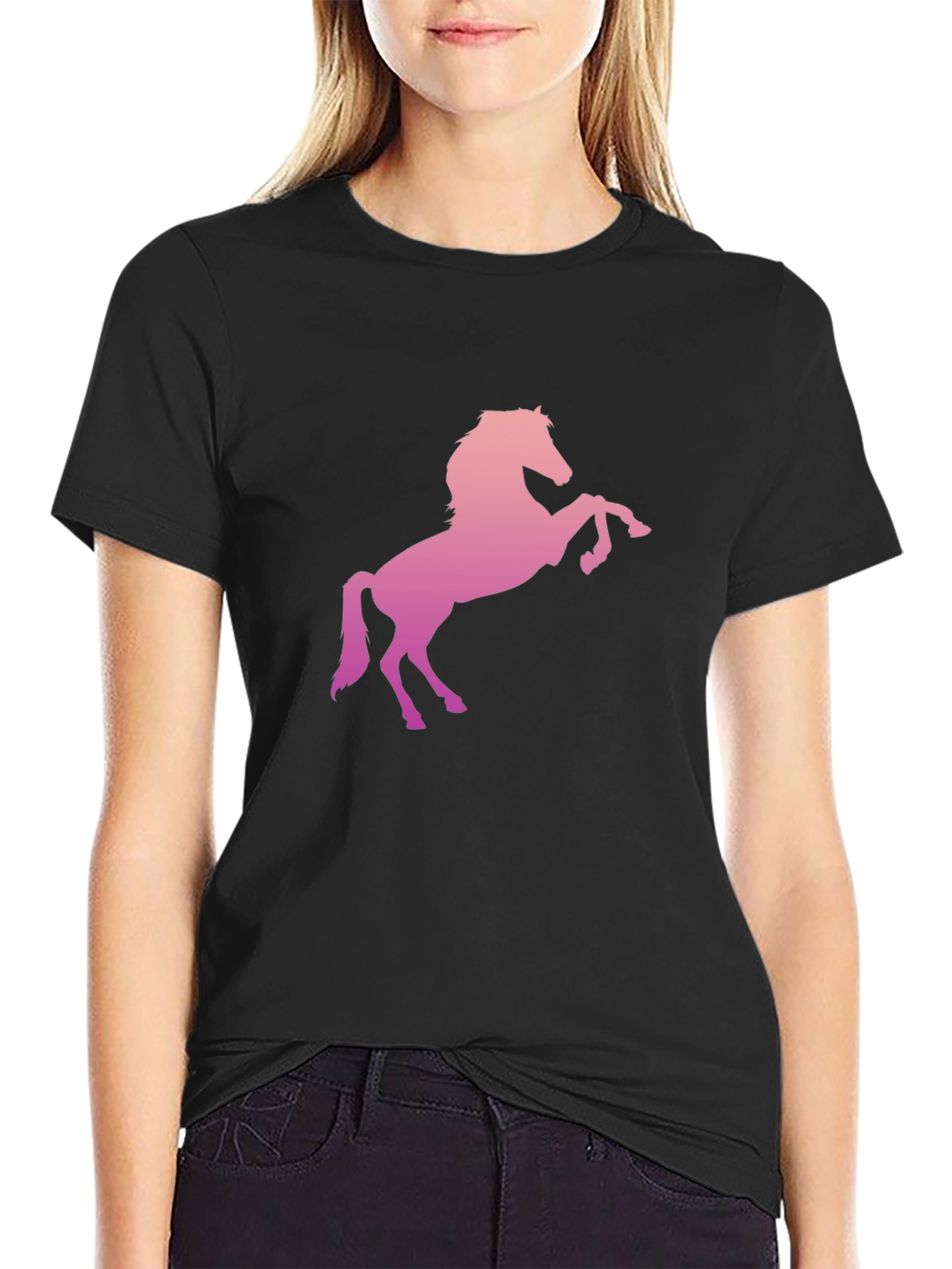 Horse Graphic Tee - Stylish Mens Black T-Shirt