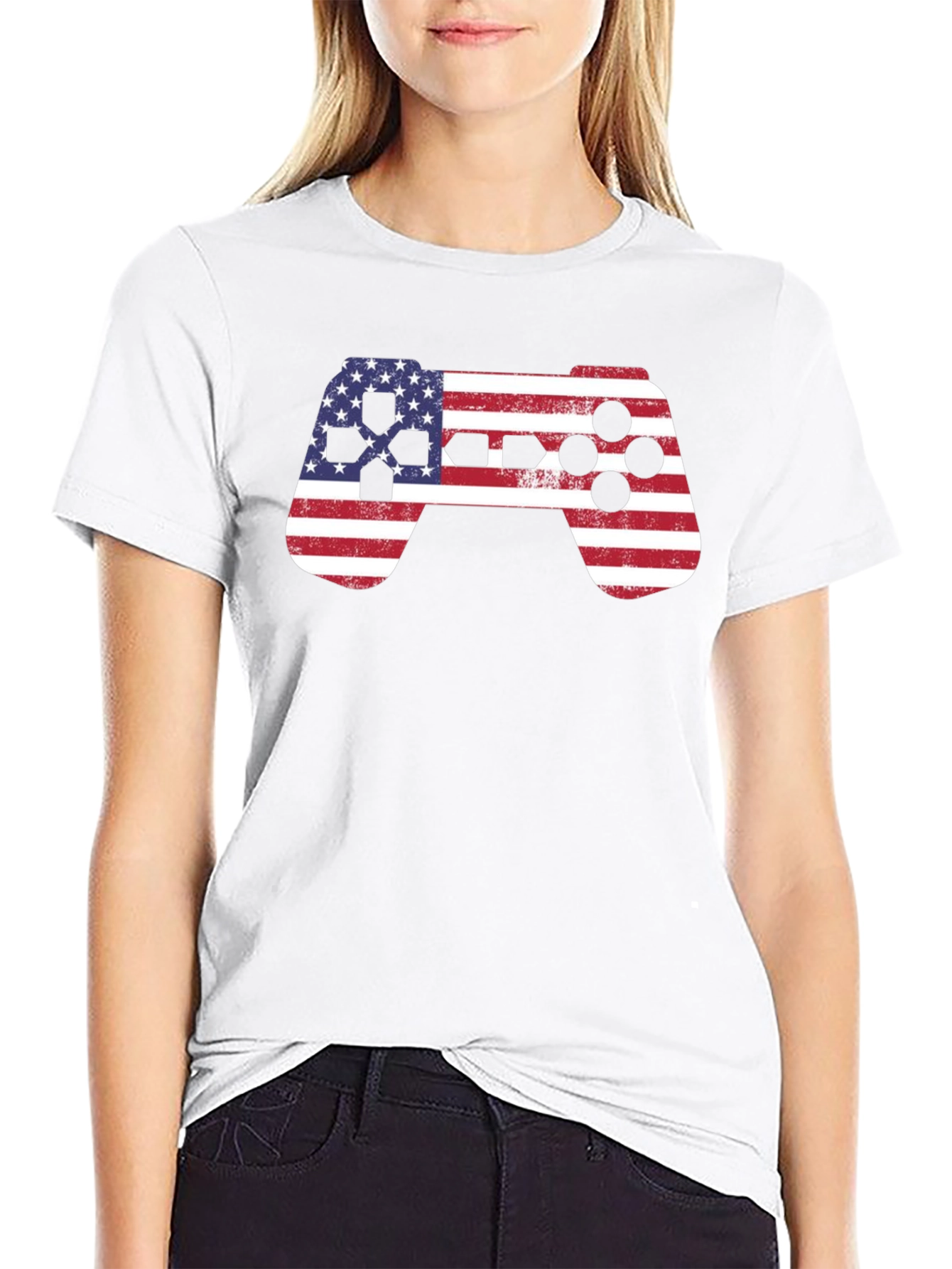 American Flag Gaming Controller Graphic Tee