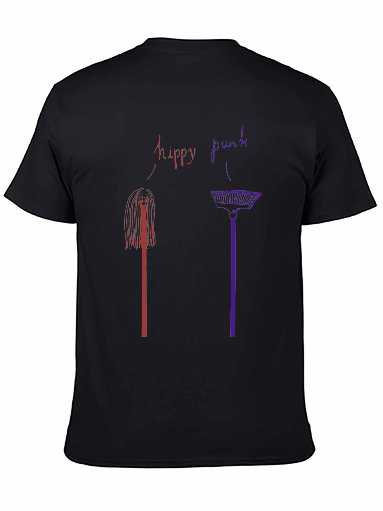 Hippy Punk Graphic Tee - Black Crew Neck T-Shirt