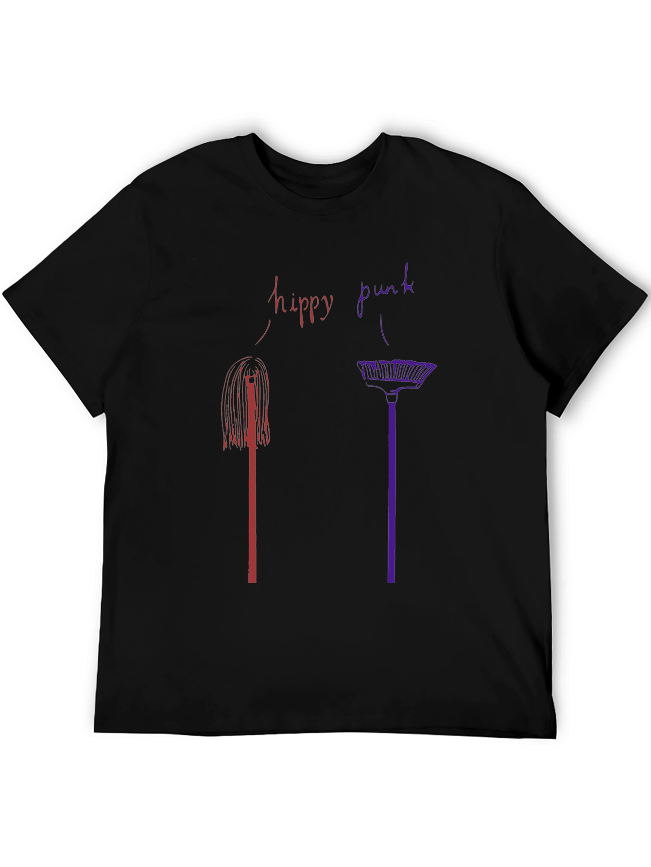 Hippy Punk Graphic Tee - Black Crew Neck T-Shirt