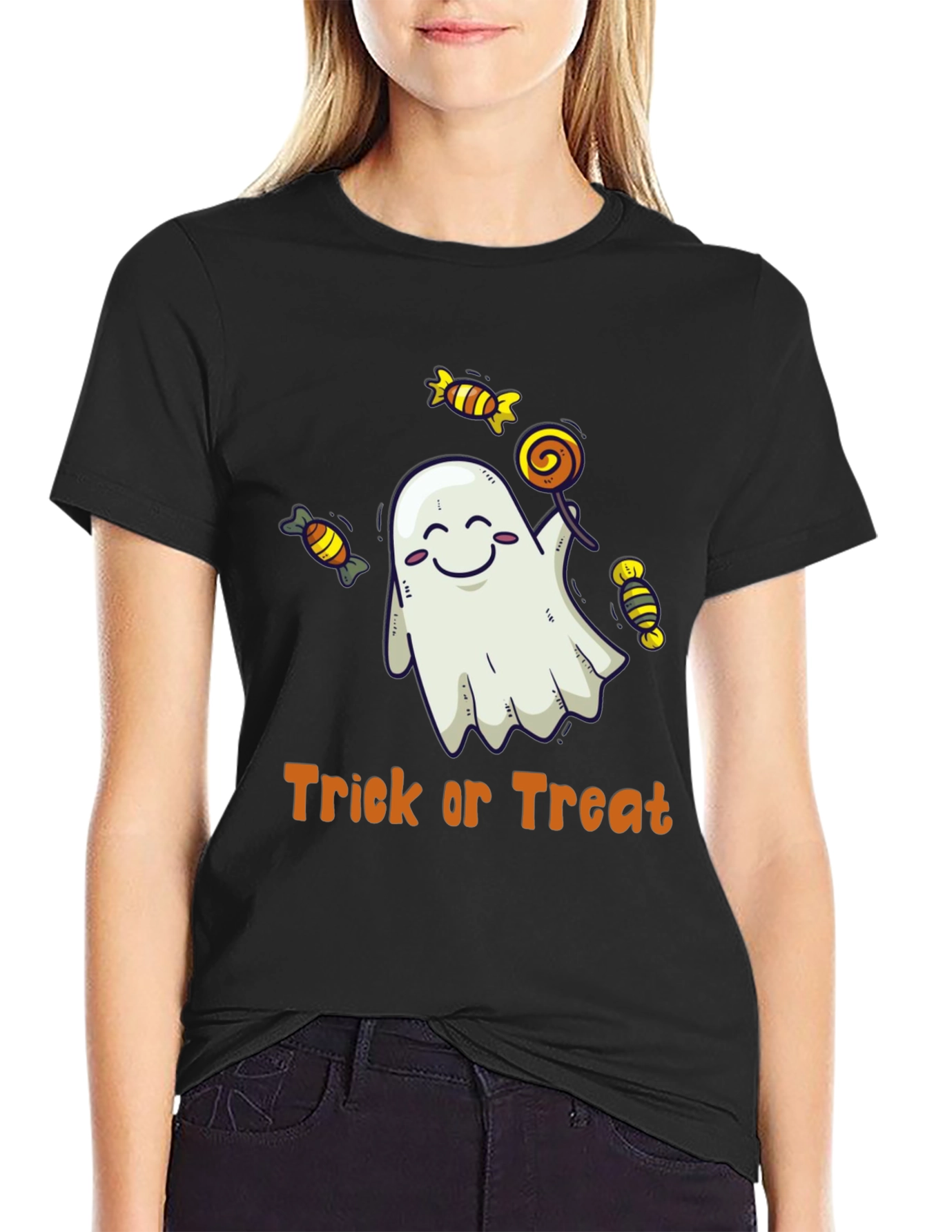 Halloween Ghost Trick or Treat Graphic T-Shirt
