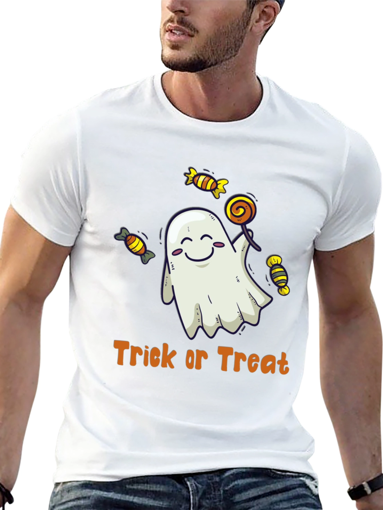 Halloween Ghost Trick or Treat Graphic T-Shirt