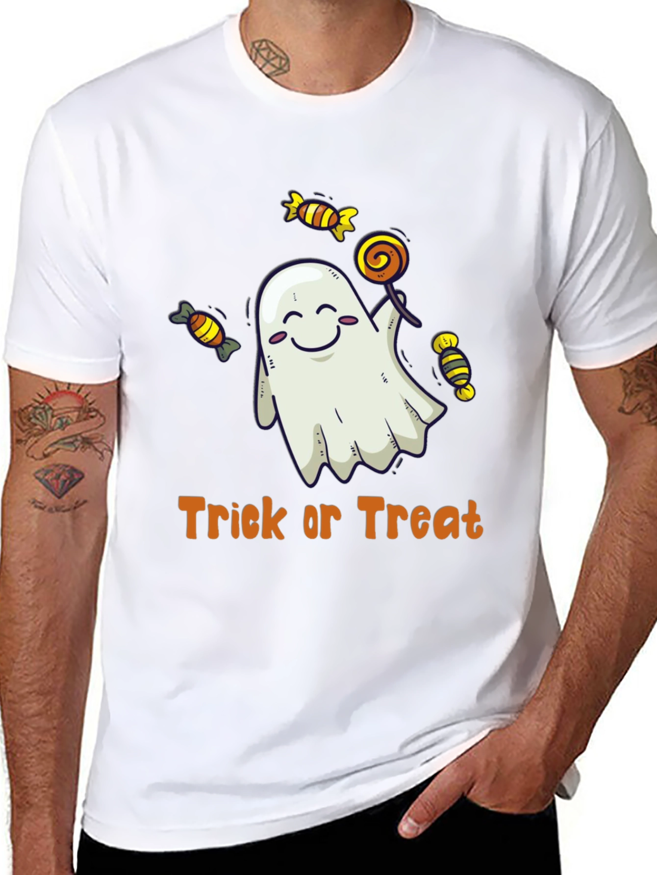 Halloween Ghost Trick or Treat Graphic T-Shirt