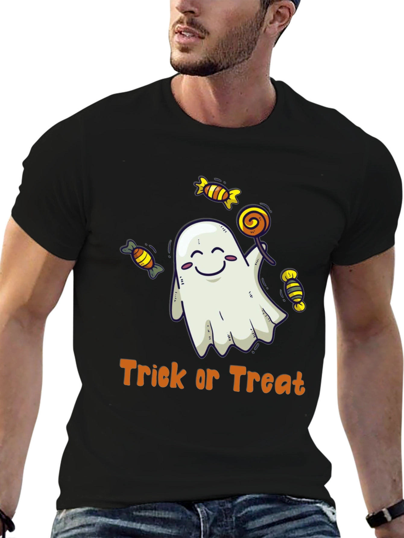 Halloween Ghost Trick or Treat Graphic T-Shirt