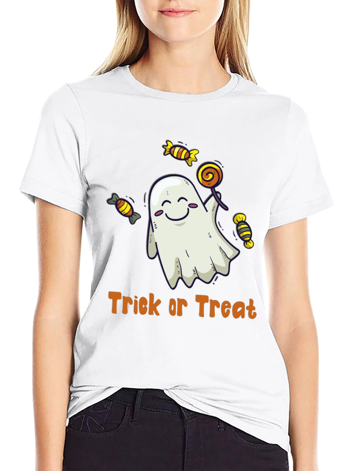 Halloween Ghost Trick or Treat Graphic T-Shirt