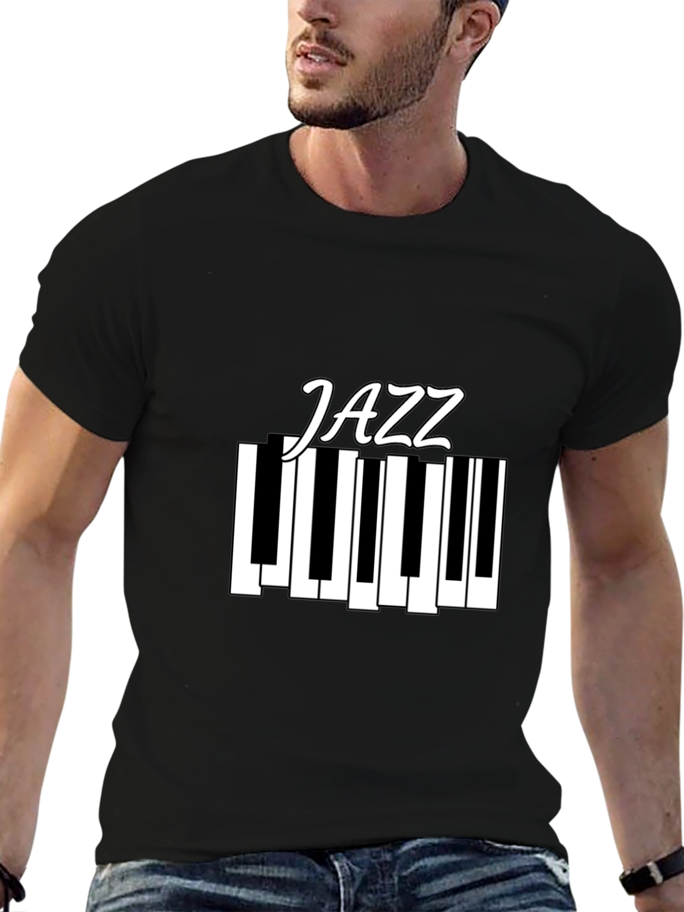 Jazz Piano T-Shirt - Black Cotton Music Tee