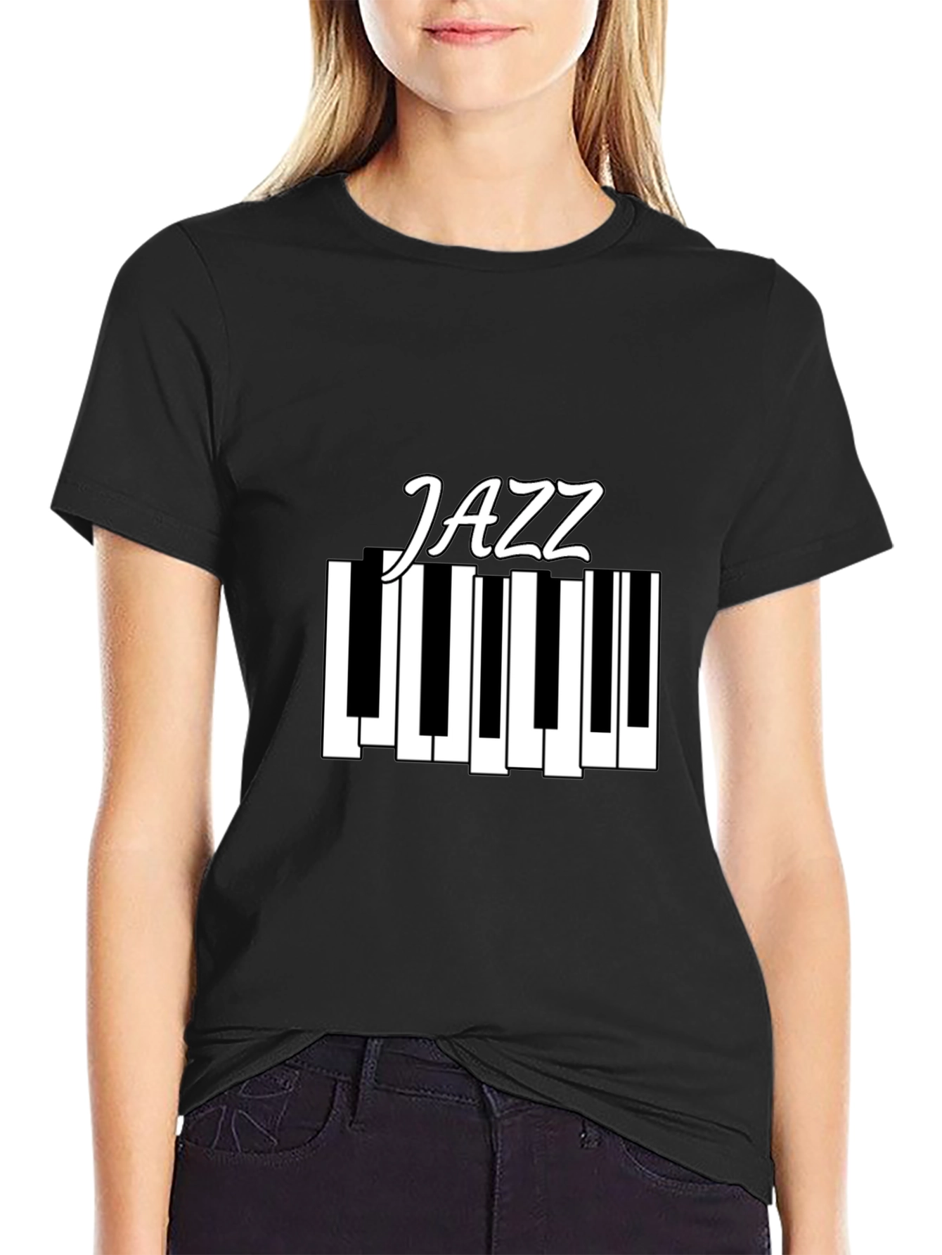 Jazz Piano T-Shirt - Black Cotton Music Tee