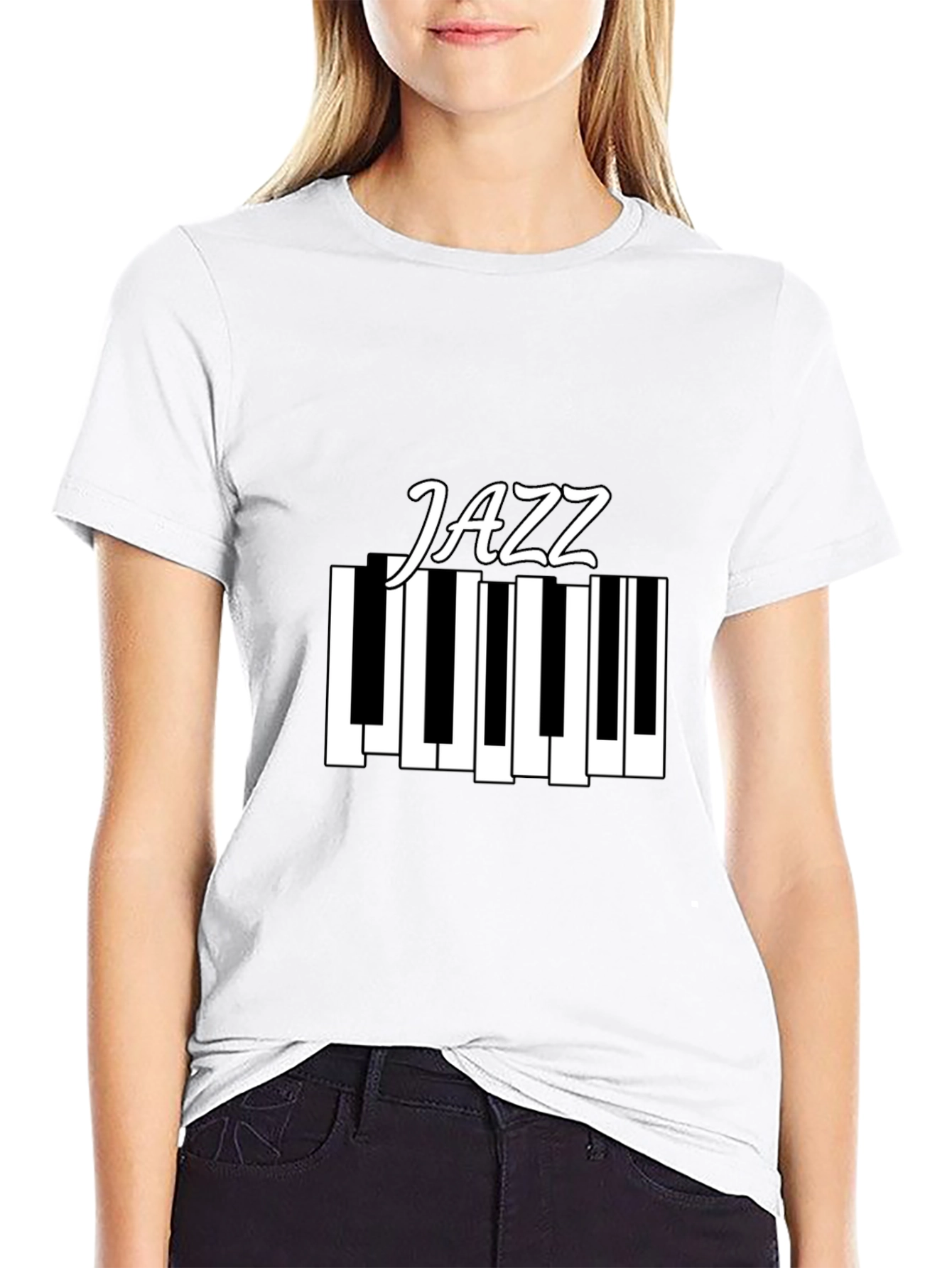 Jazz Piano T-Shirt - Black Cotton Music Tee