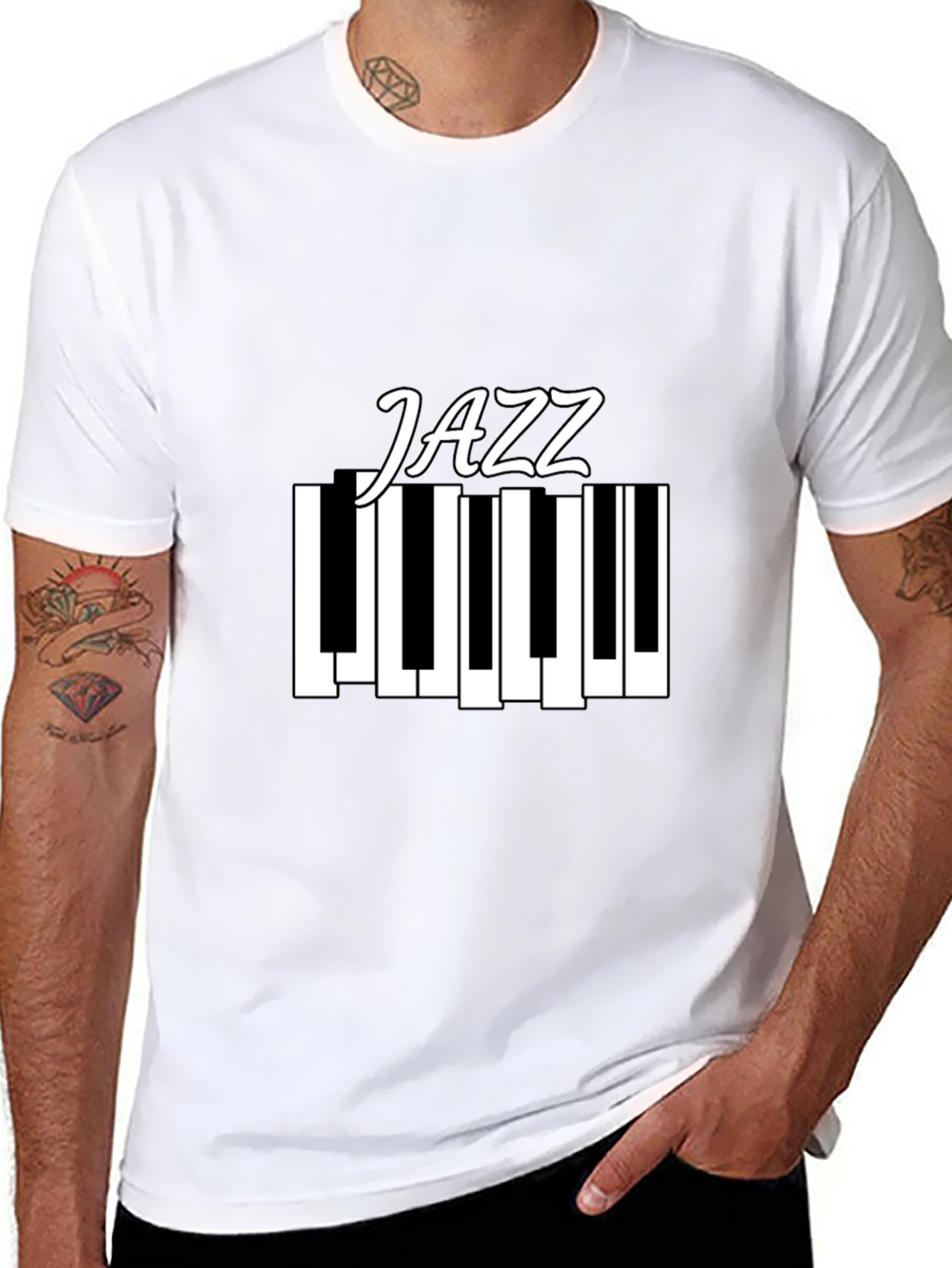 Jazz Piano T-Shirt - Black Cotton Music Tee
