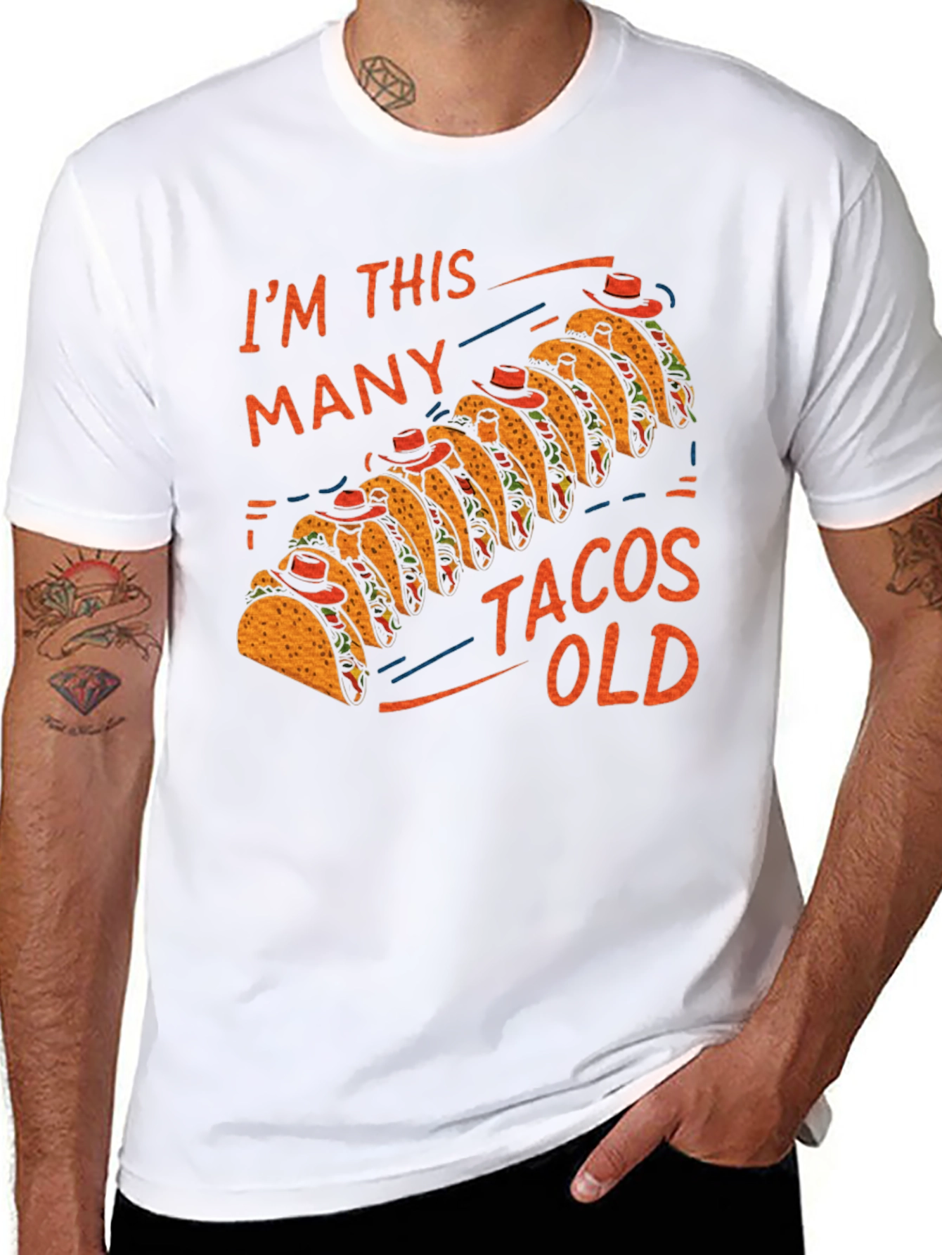 Im This Many Tacos Old Mens Graphic Tee