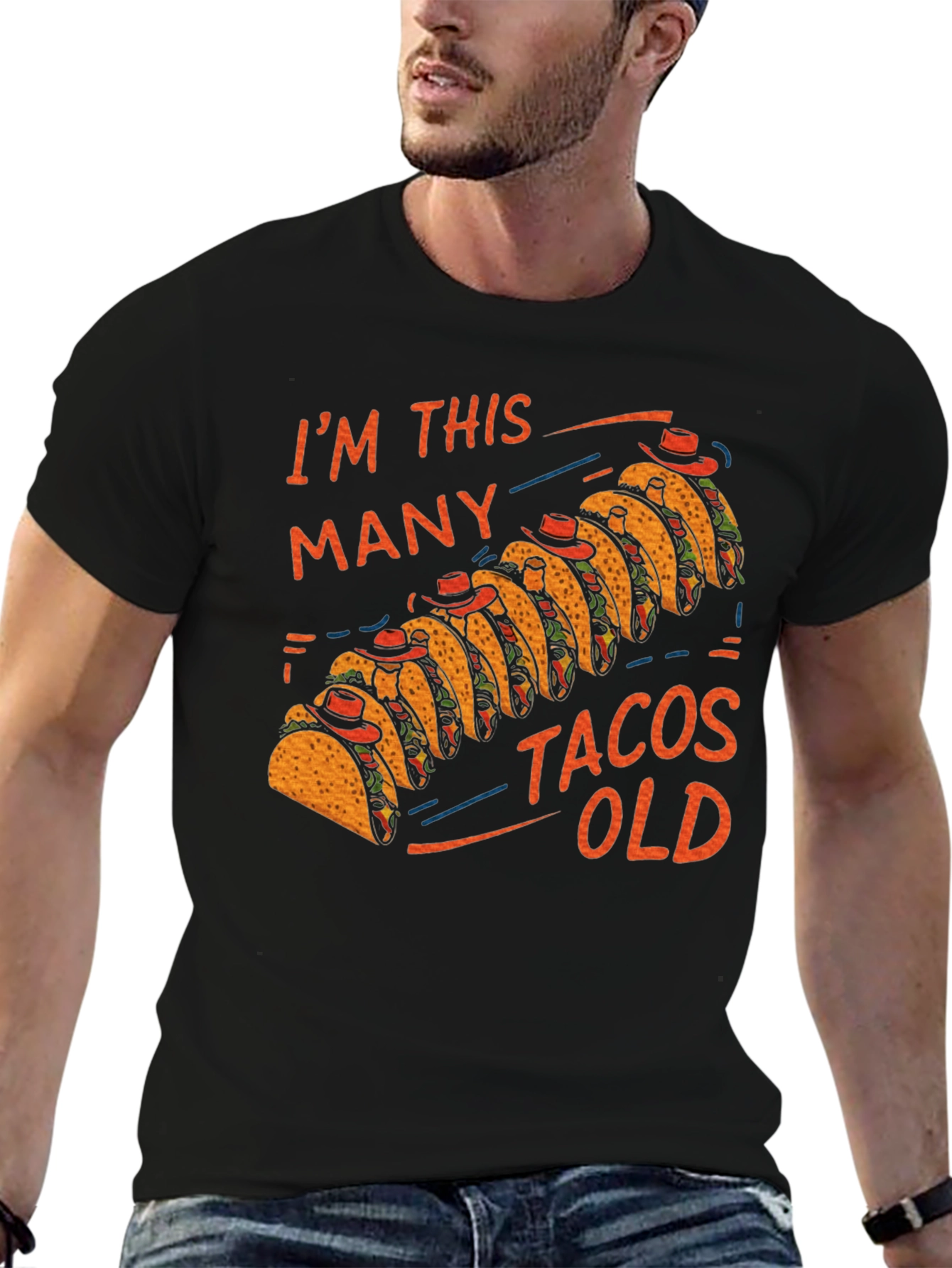 Im This Many Tacos Old Mens Graphic Tee