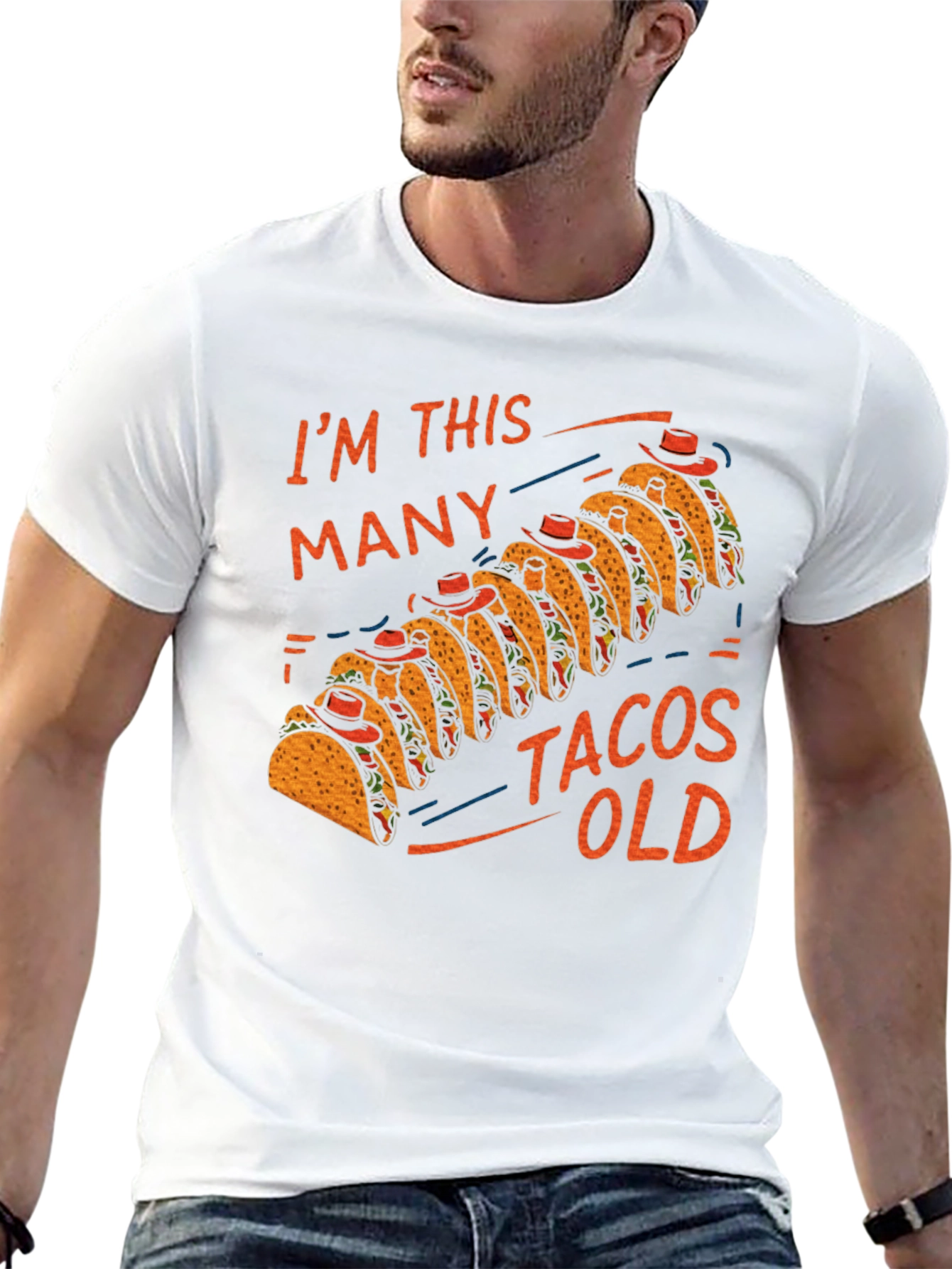 Im This Many Tacos Old Mens Graphic Tee