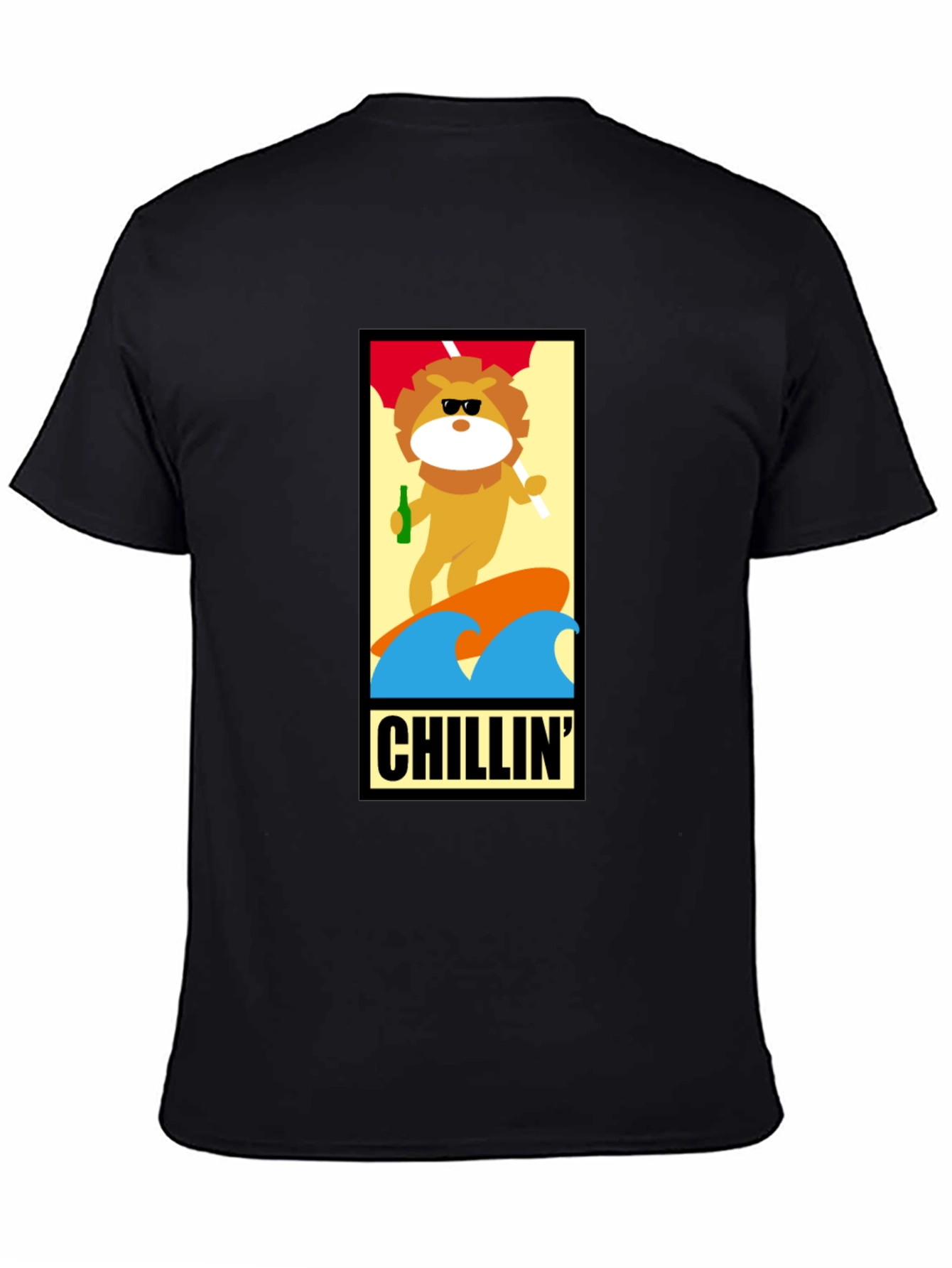 Chillin Lion Graphic Tee - Black Cotton T-Shirt