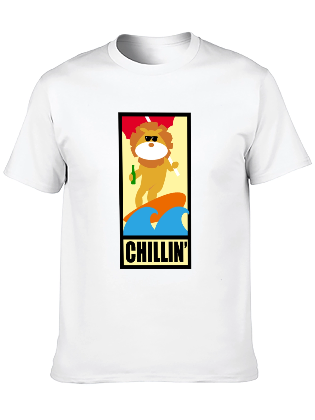 Chillin Lion Graphic Tee - Black Cotton T-Shirt