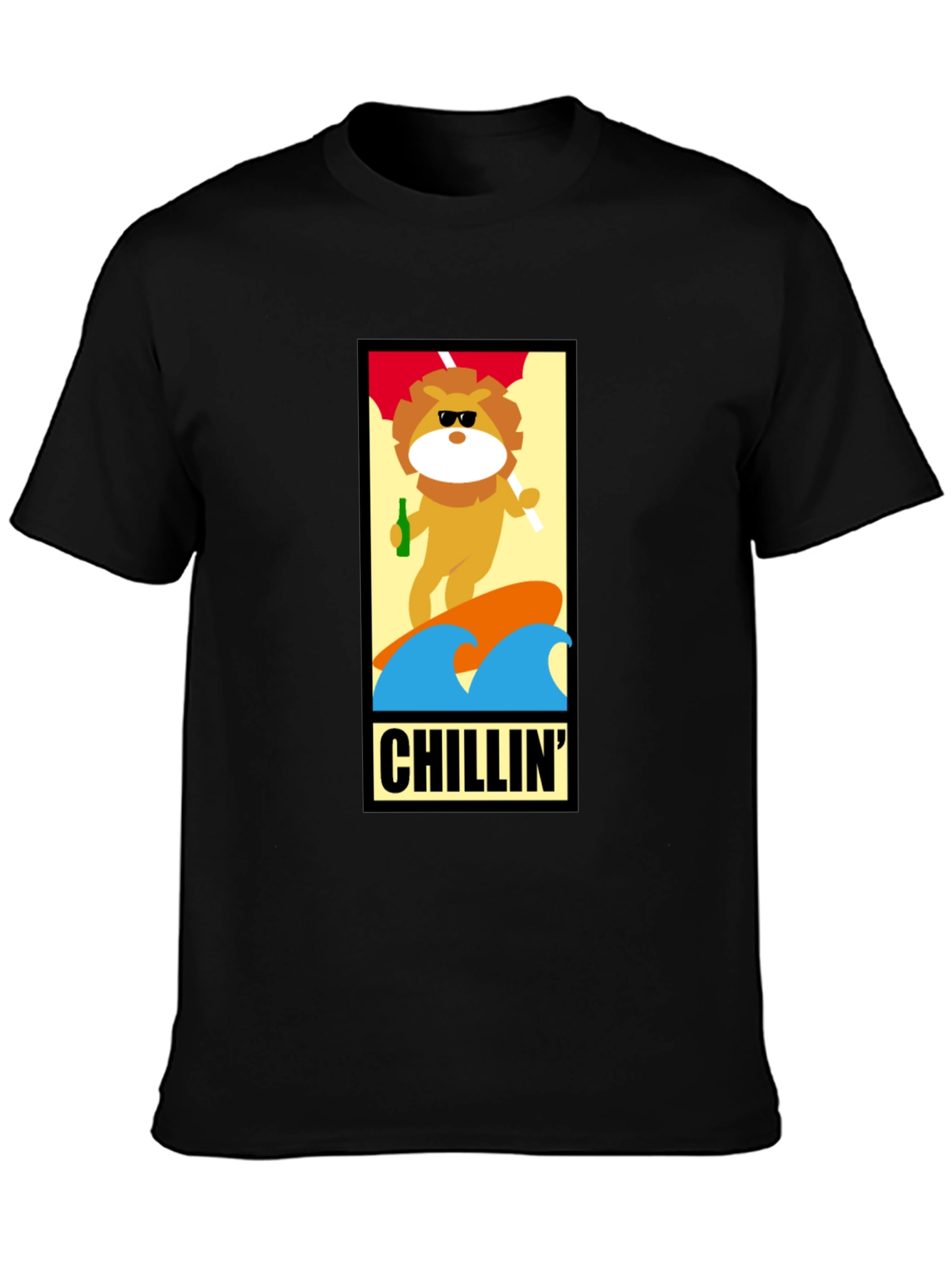 Chillin Lion Graphic Tee - Black Cotton T-Shirt