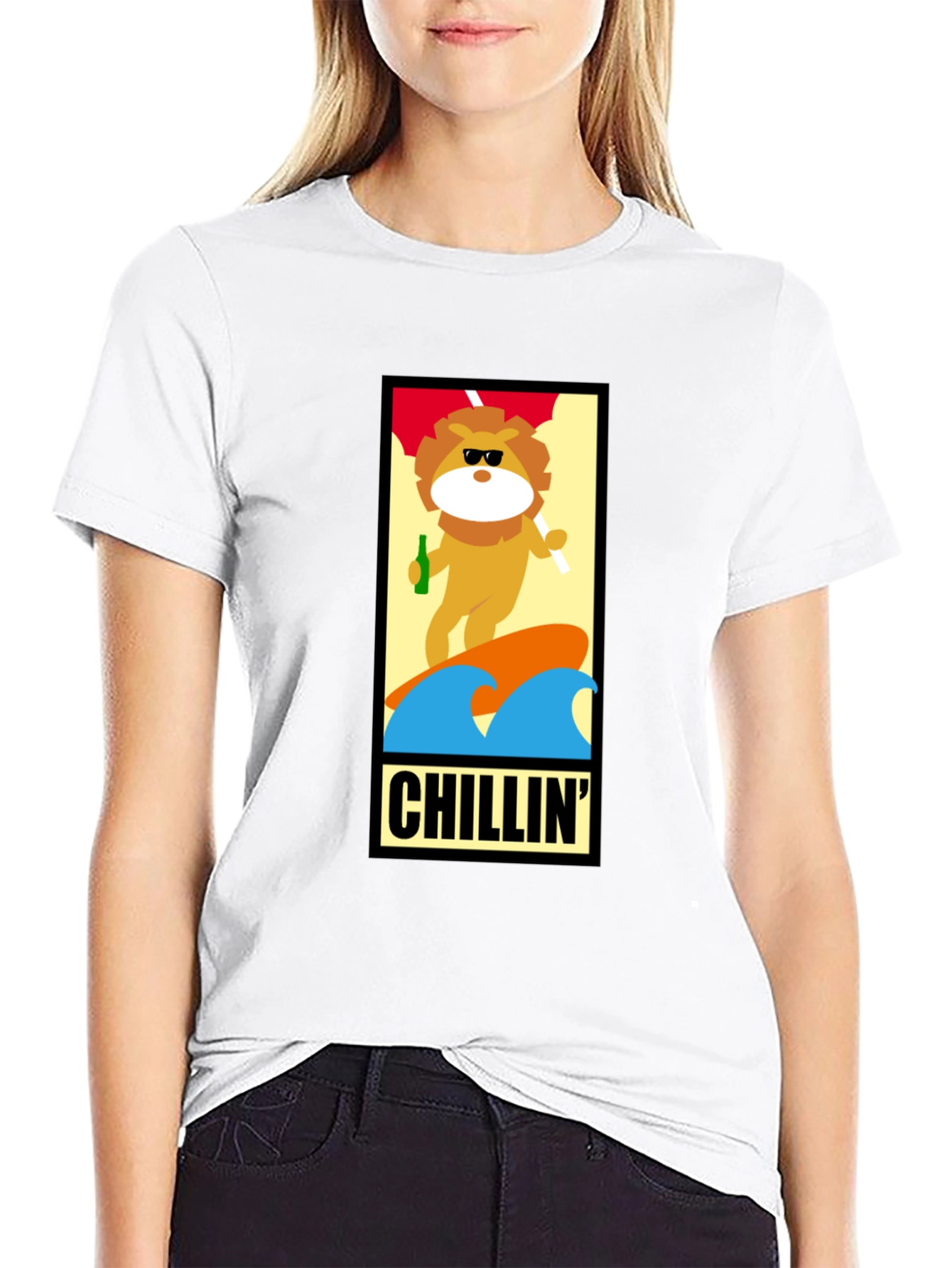 Chillin Lion Graphic Tee - Black Cotton T-Shirt