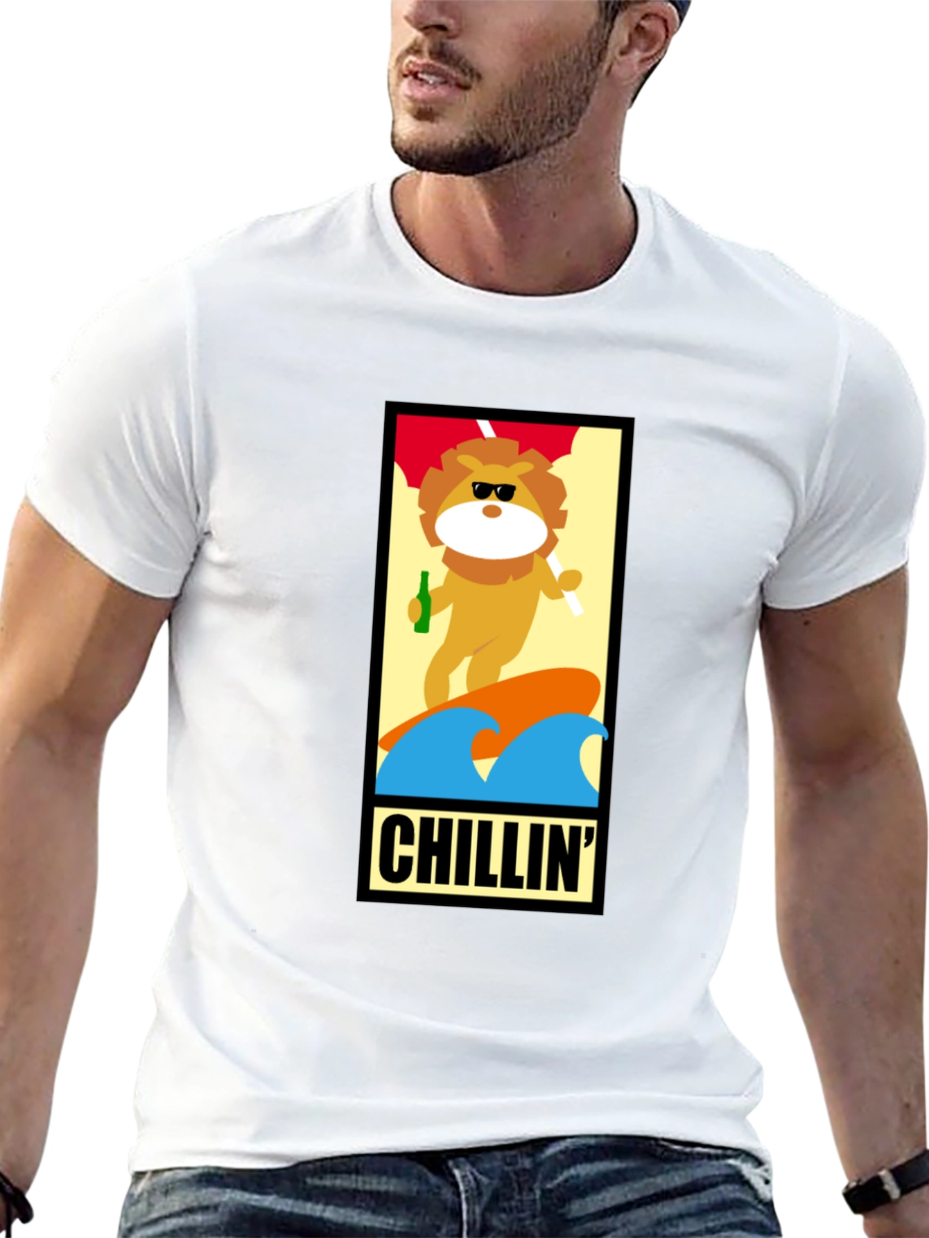 Chillin Lion Graphic Tee - Black Cotton T-Shirt