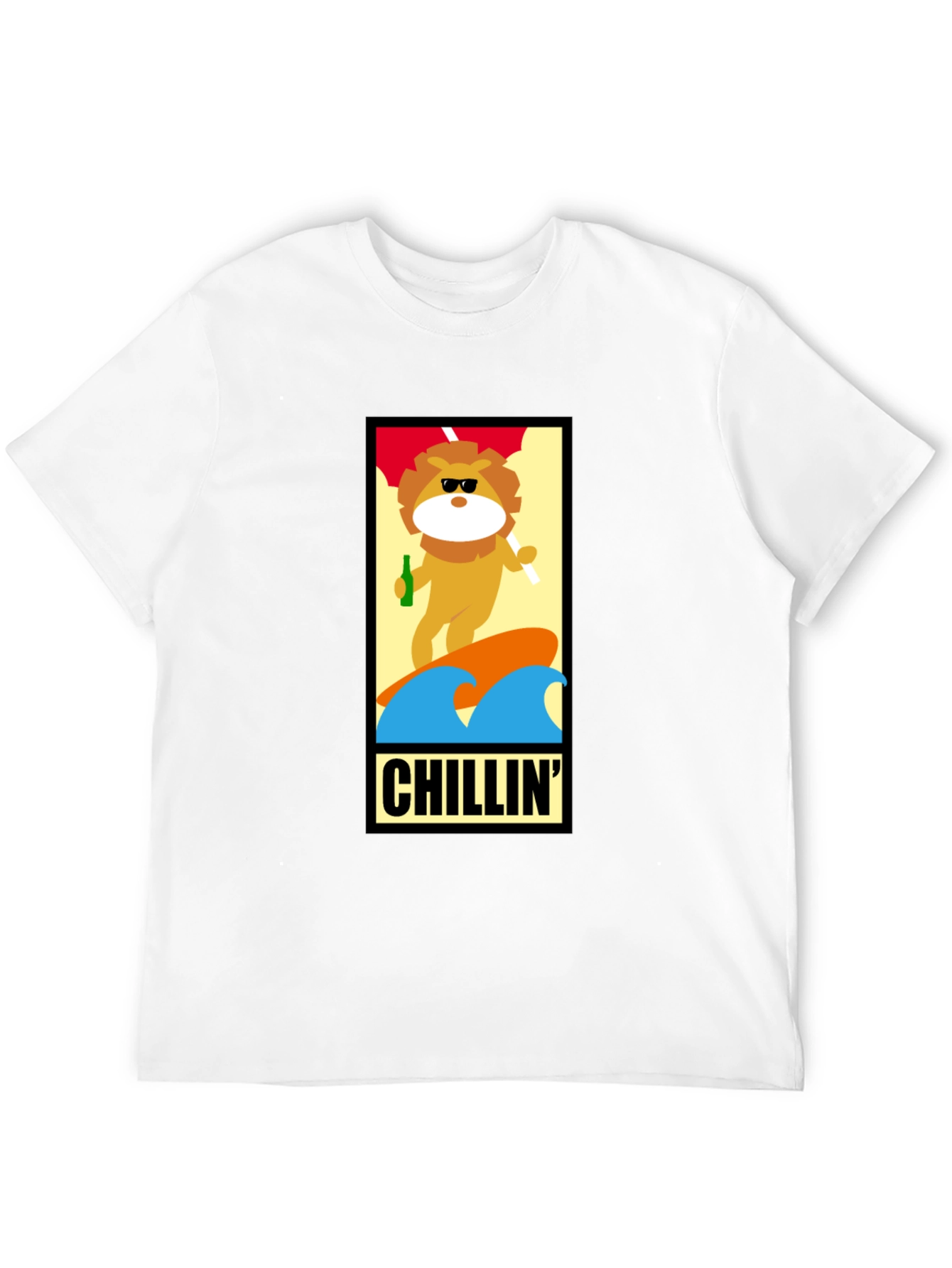 Chillin Lion Graphic Tee - Black Cotton T-Shirt