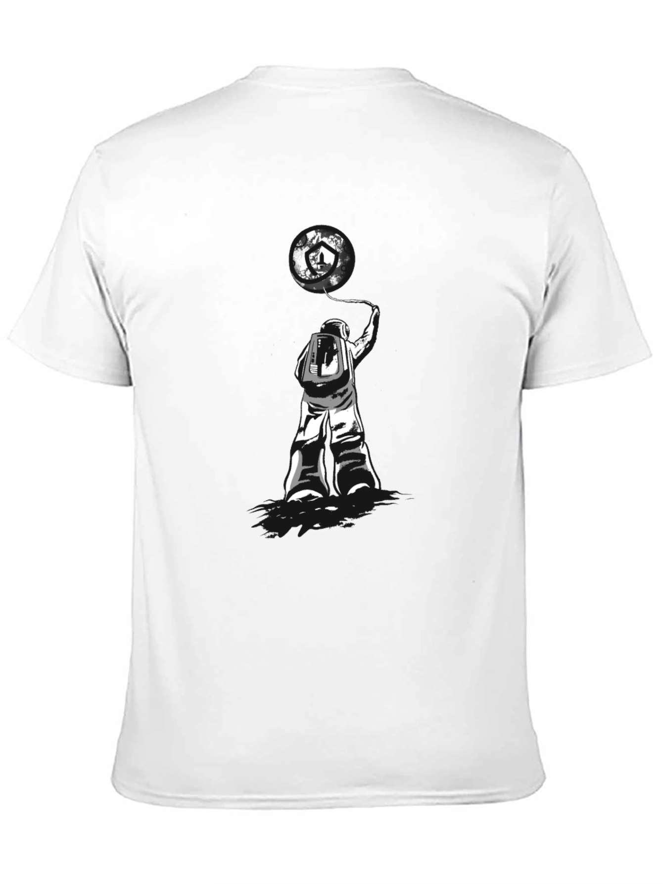Astronaut Earth Balloon Graphic Tee - Trendy Black T-Shirt
