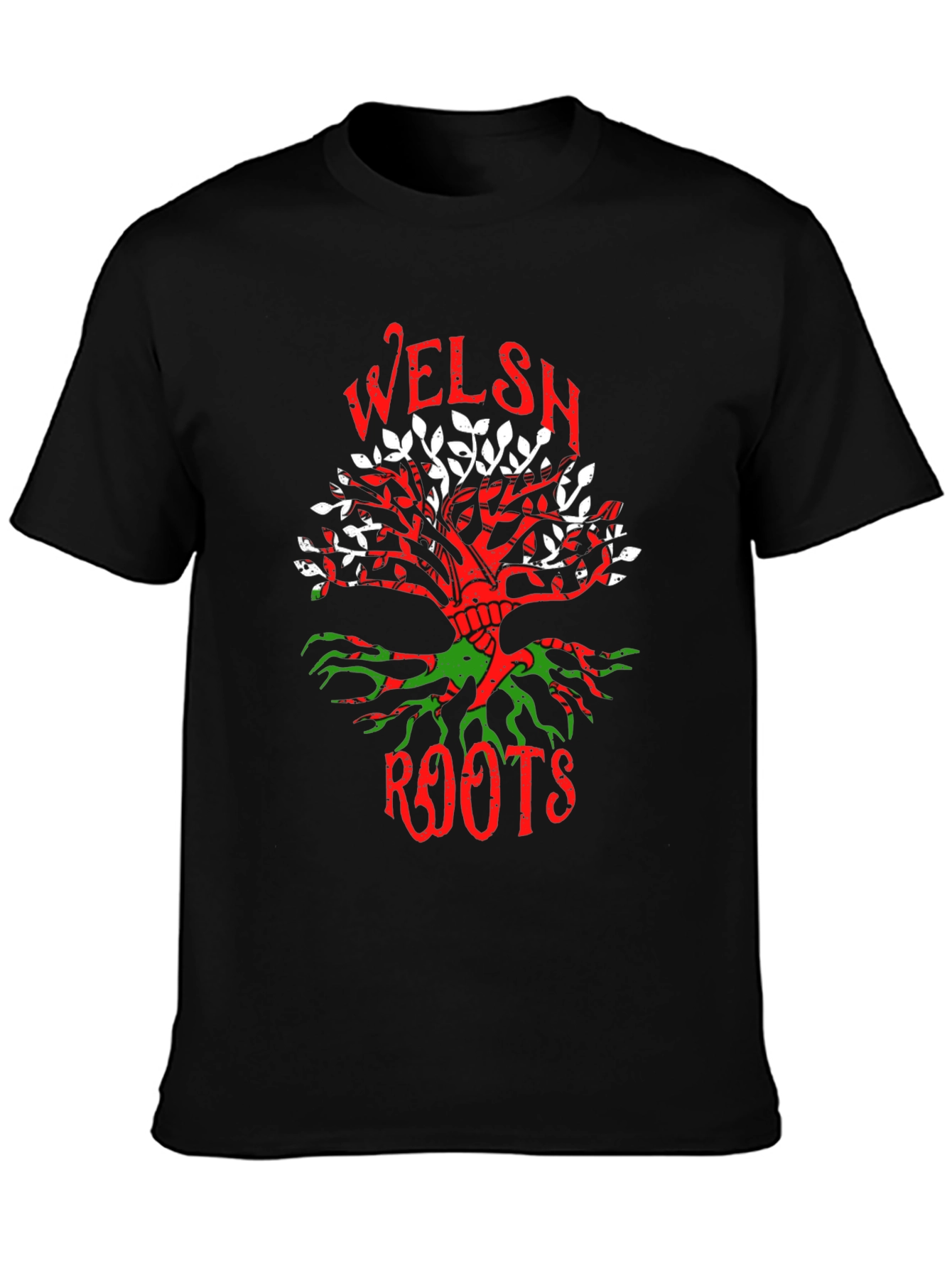 Welsh Roots Tree Graphic T-Shirt Black