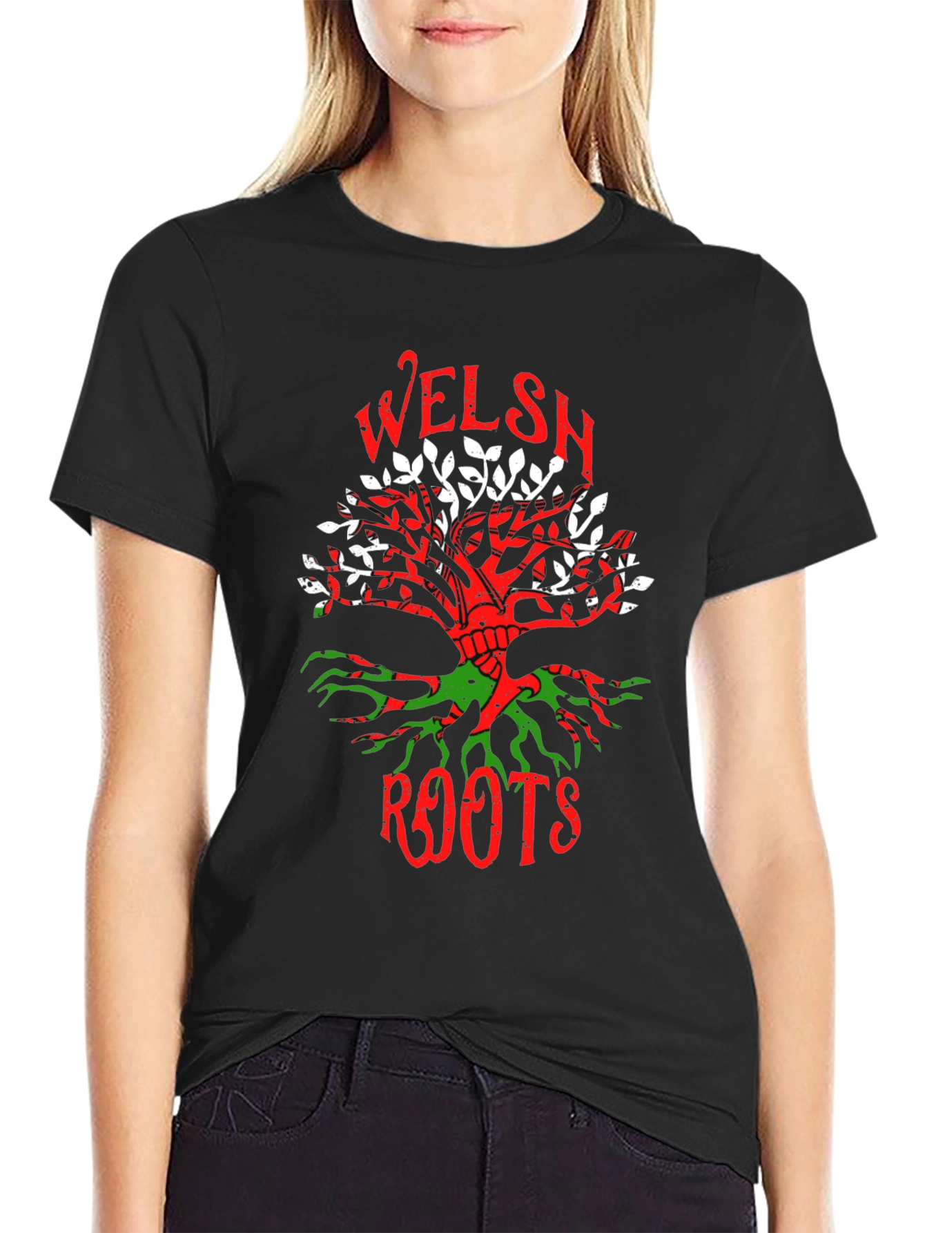 Welsh Roots Tree Graphic T-Shirt Black