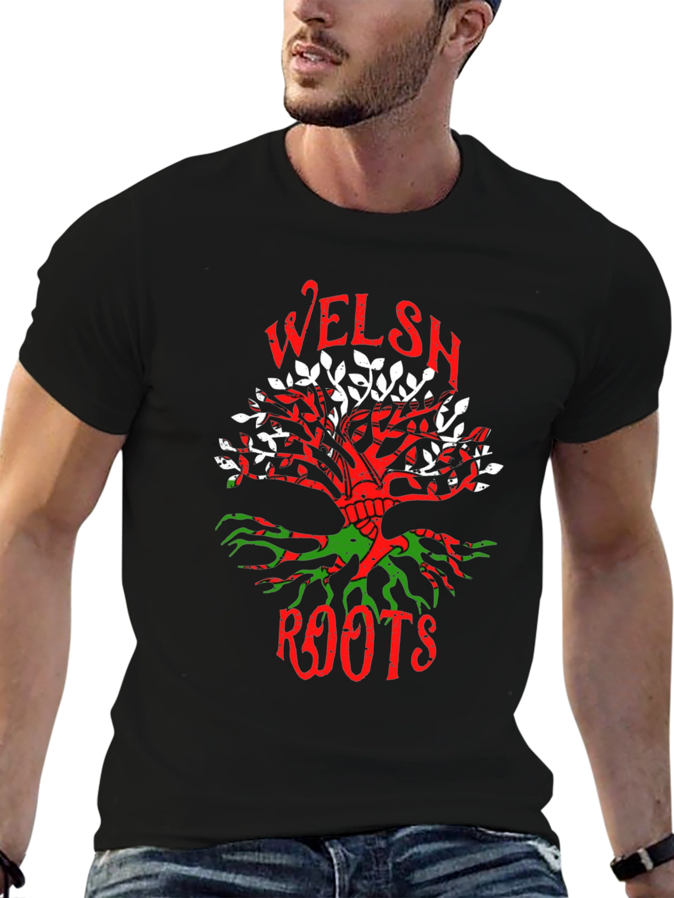 Welsh Roots Tree Graphic T-Shirt Black