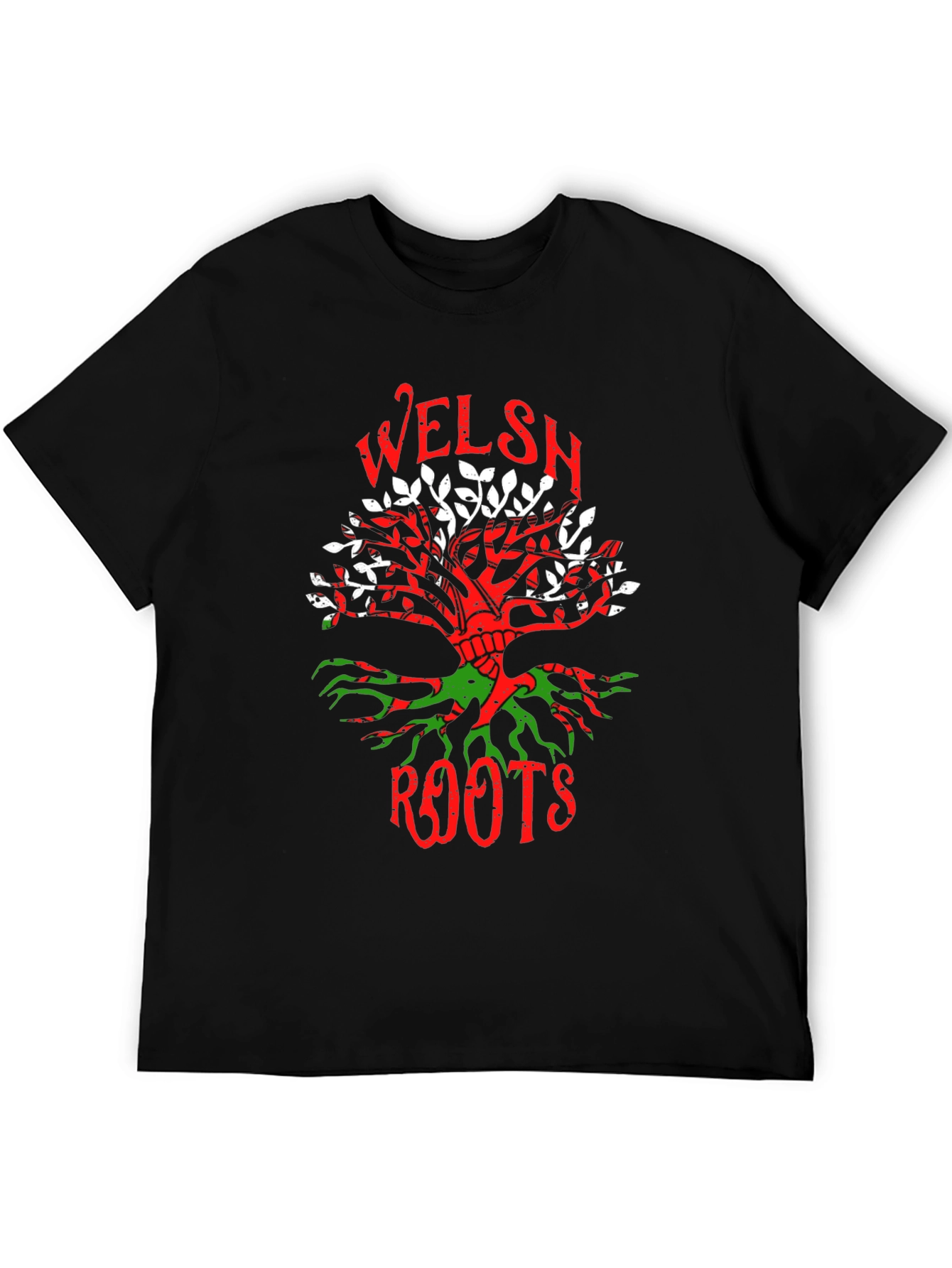 Welsh Roots Tree Graphic T-Shirt Black