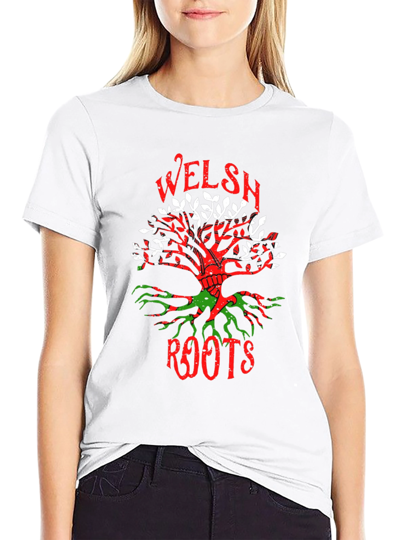 Welsh Roots Tree Graphic T-Shirt Black