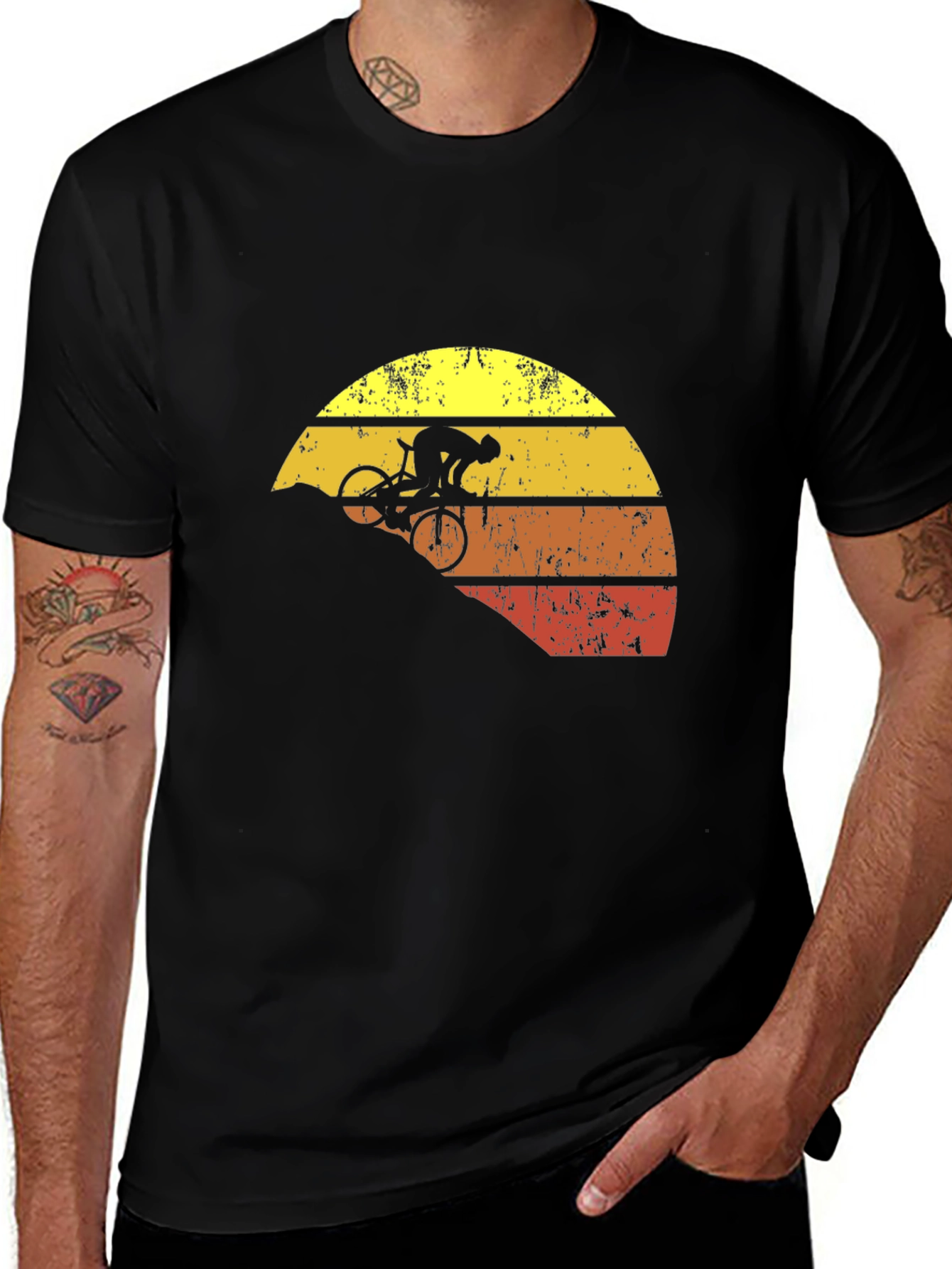 Mountain Biker Sunset Graphic T-Shirt